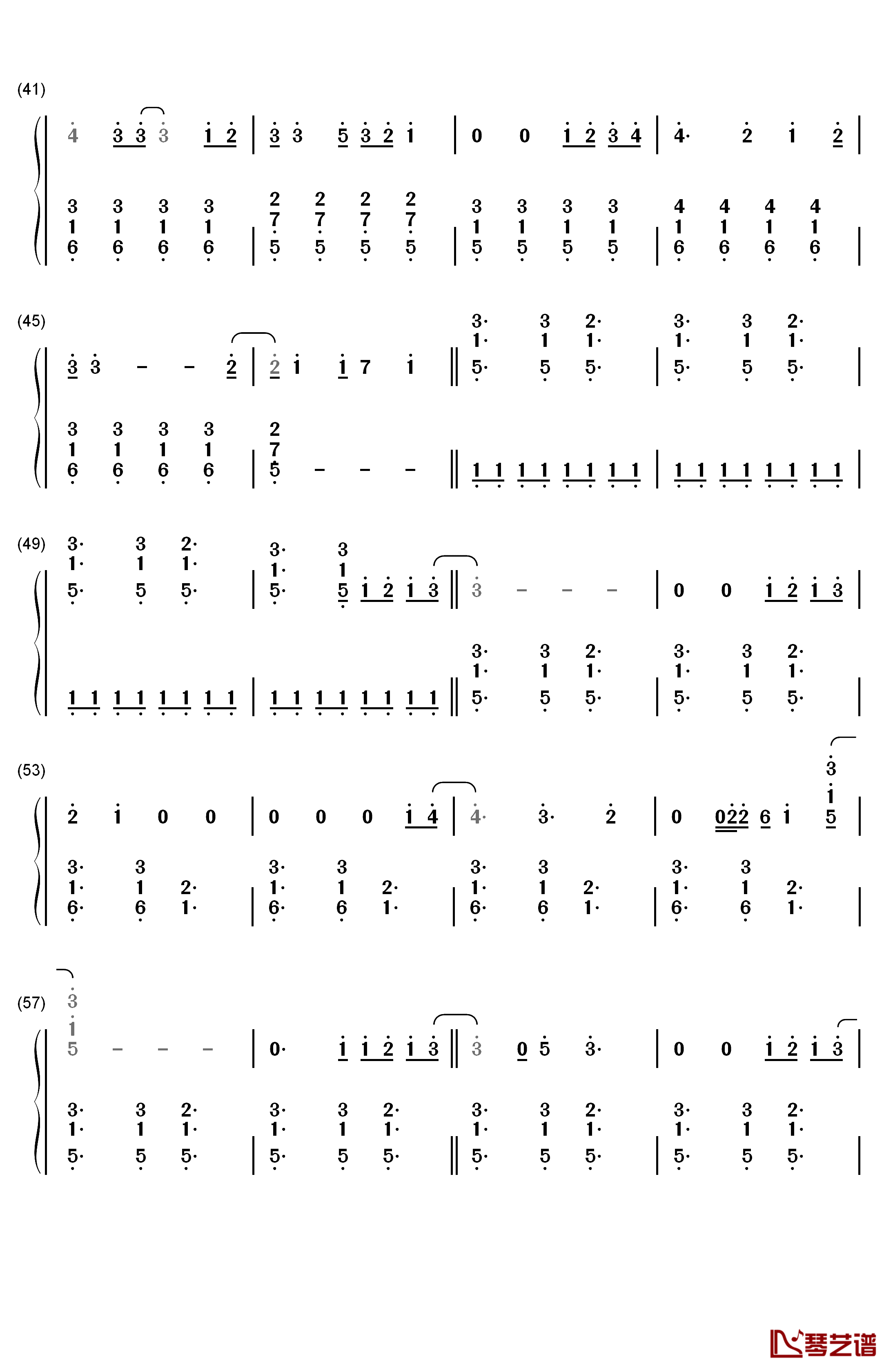 18钢琴简谱-数字双手-One Direction3