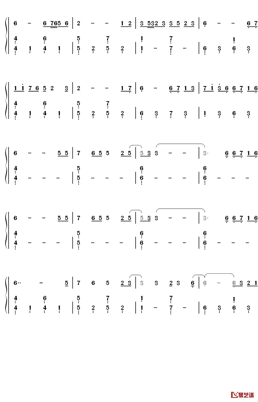 倾尽天下钢琴简谱-数字双手-河图5