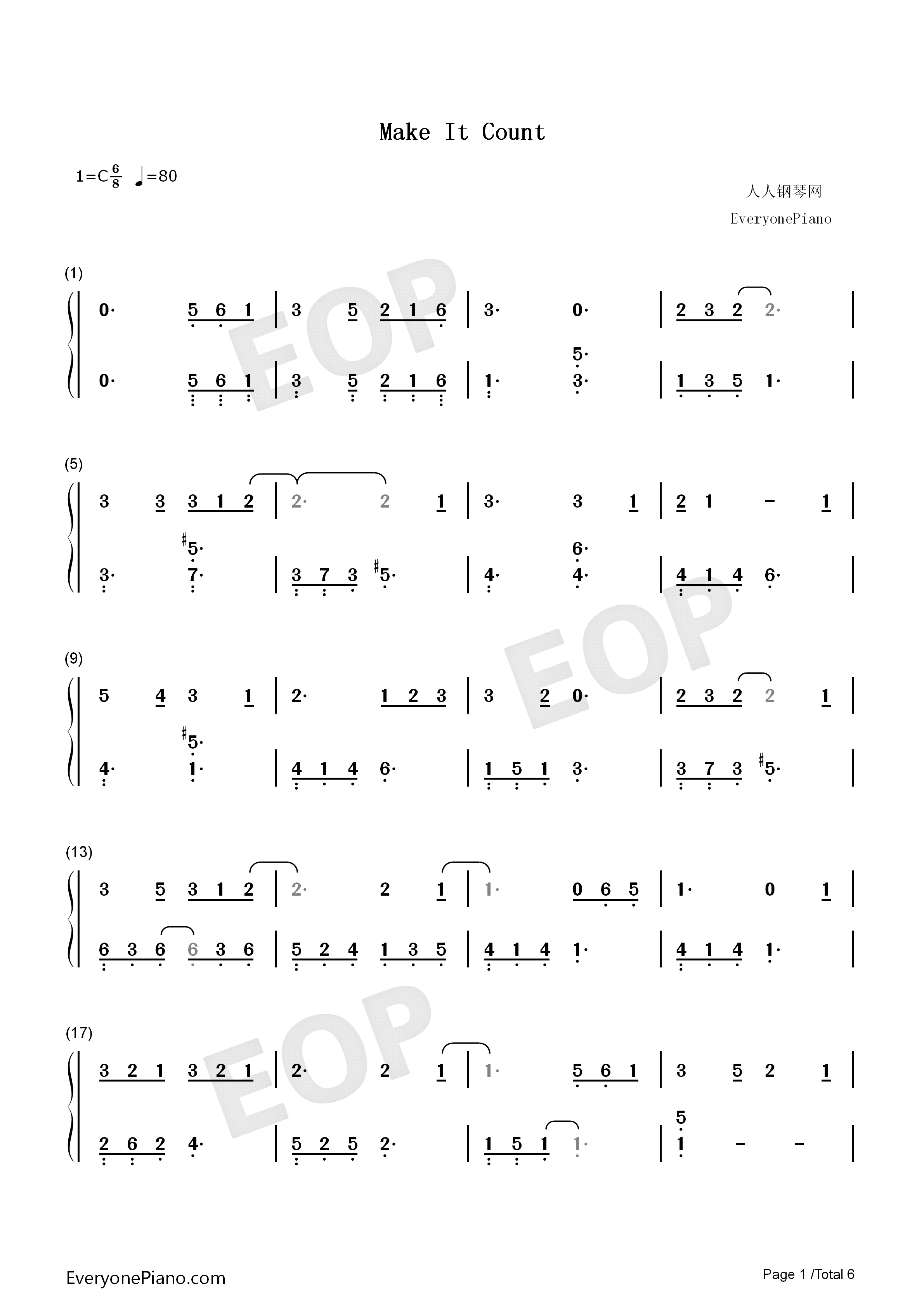 Make It Count钢琴简谱-Chen演唱1