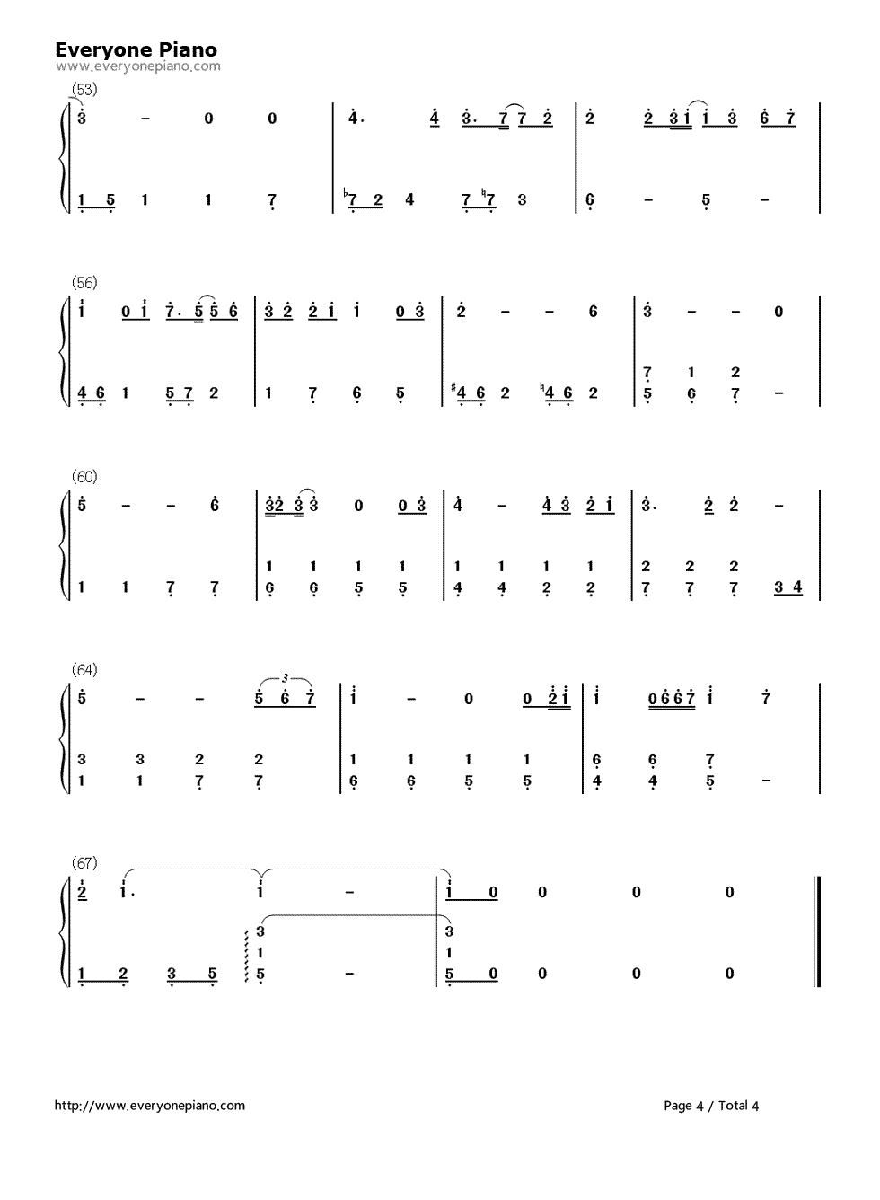 只要有你钢琴简谱-数字双手-小松未步4