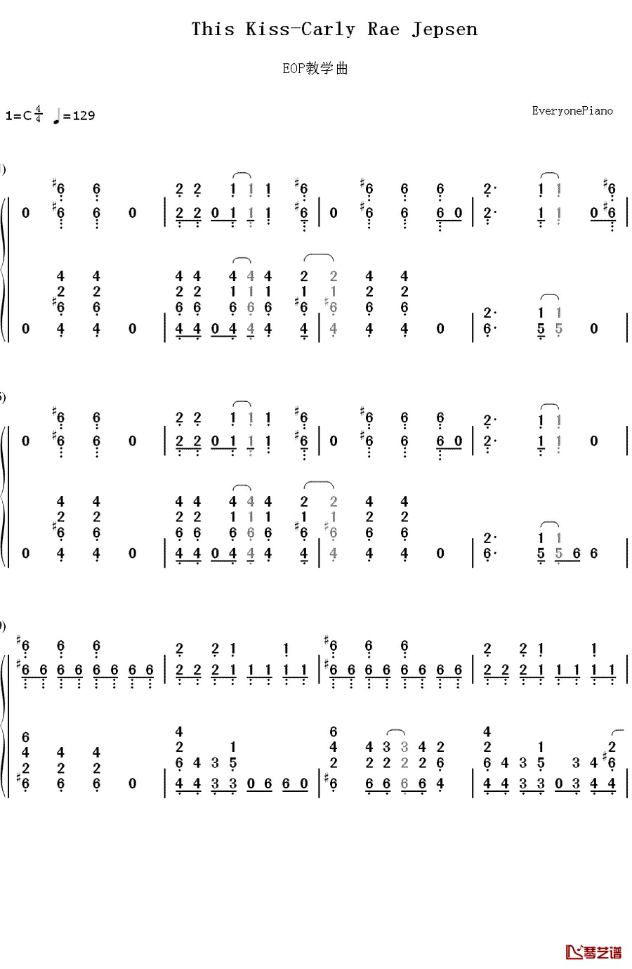 This Kiss钢琴简谱-数字双手-Carly Rae Jepsen1