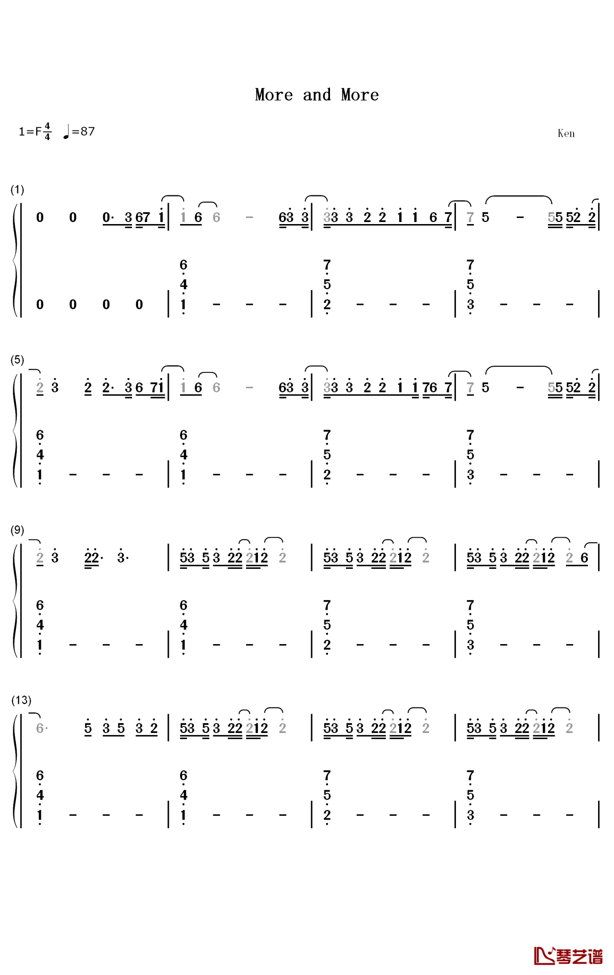 More and More钢琴简谱-数字双手-TWICE1