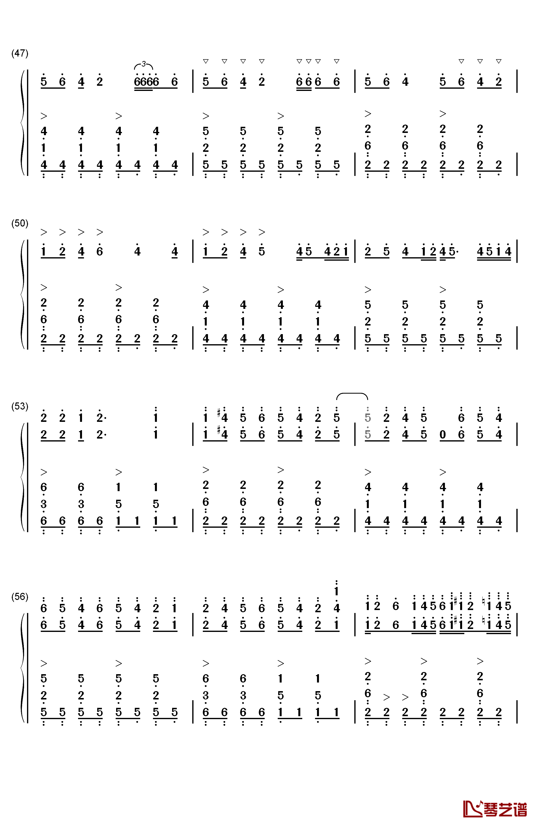 普通DISCO钢琴简谱-数字双手-洛天依 言和5