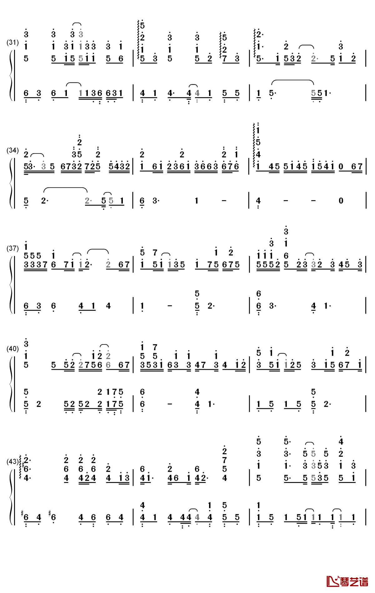 骂醒我钢琴简谱-数字双手-周汤豪3