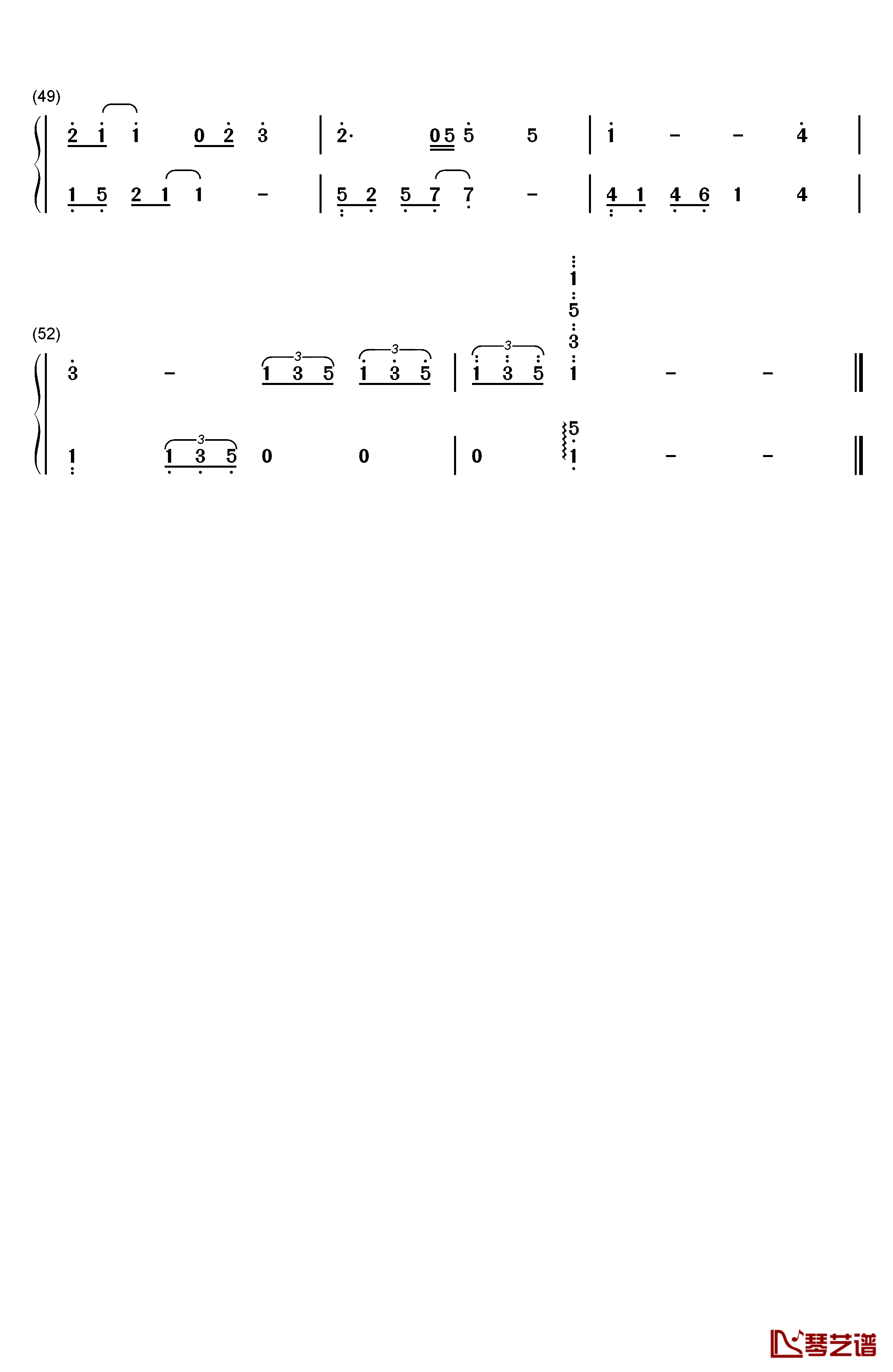 想太多钢琴简谱-数字双手-李玖哲3