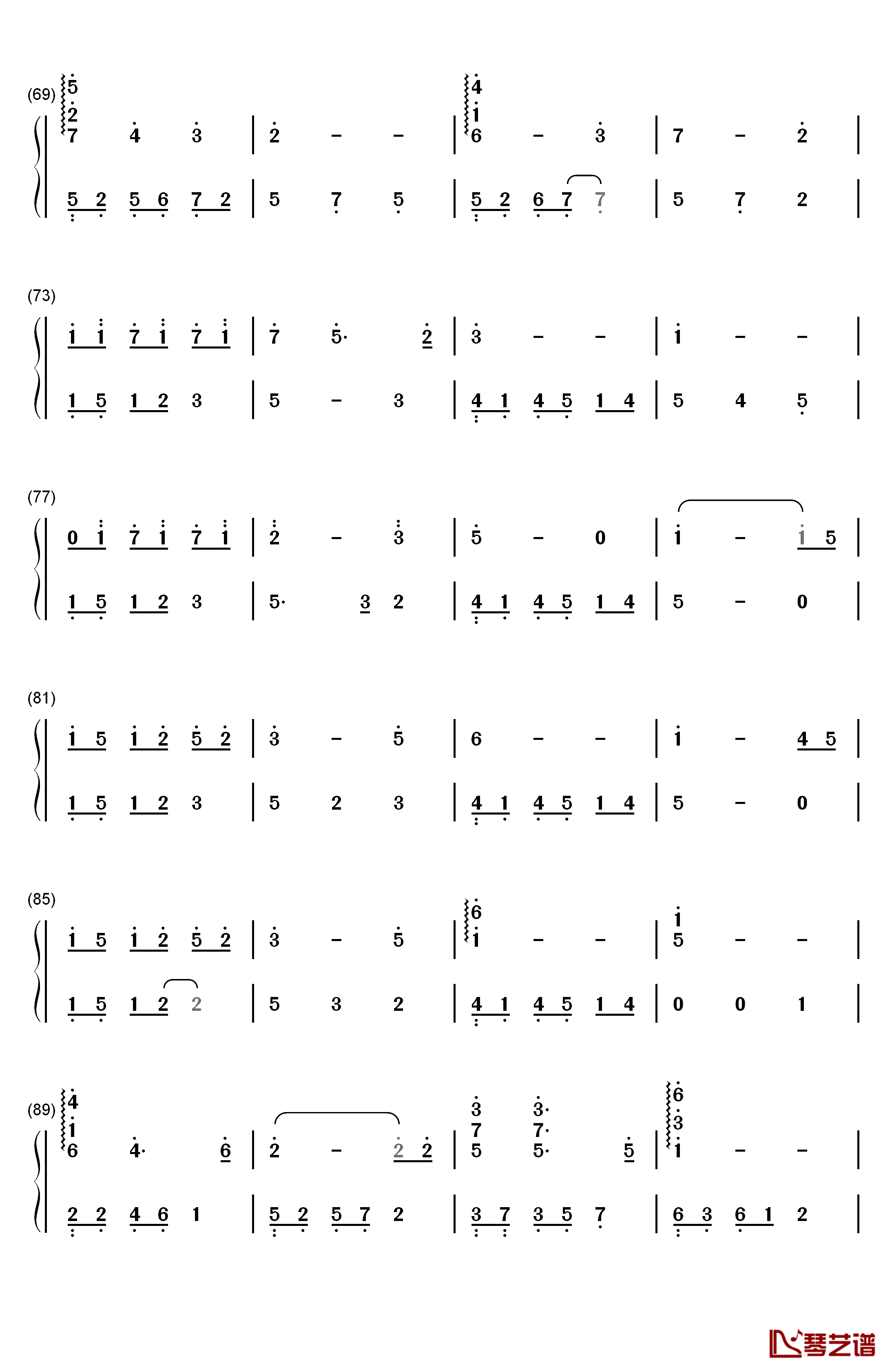 左耳钢琴简谱-数字双手-赵薇4