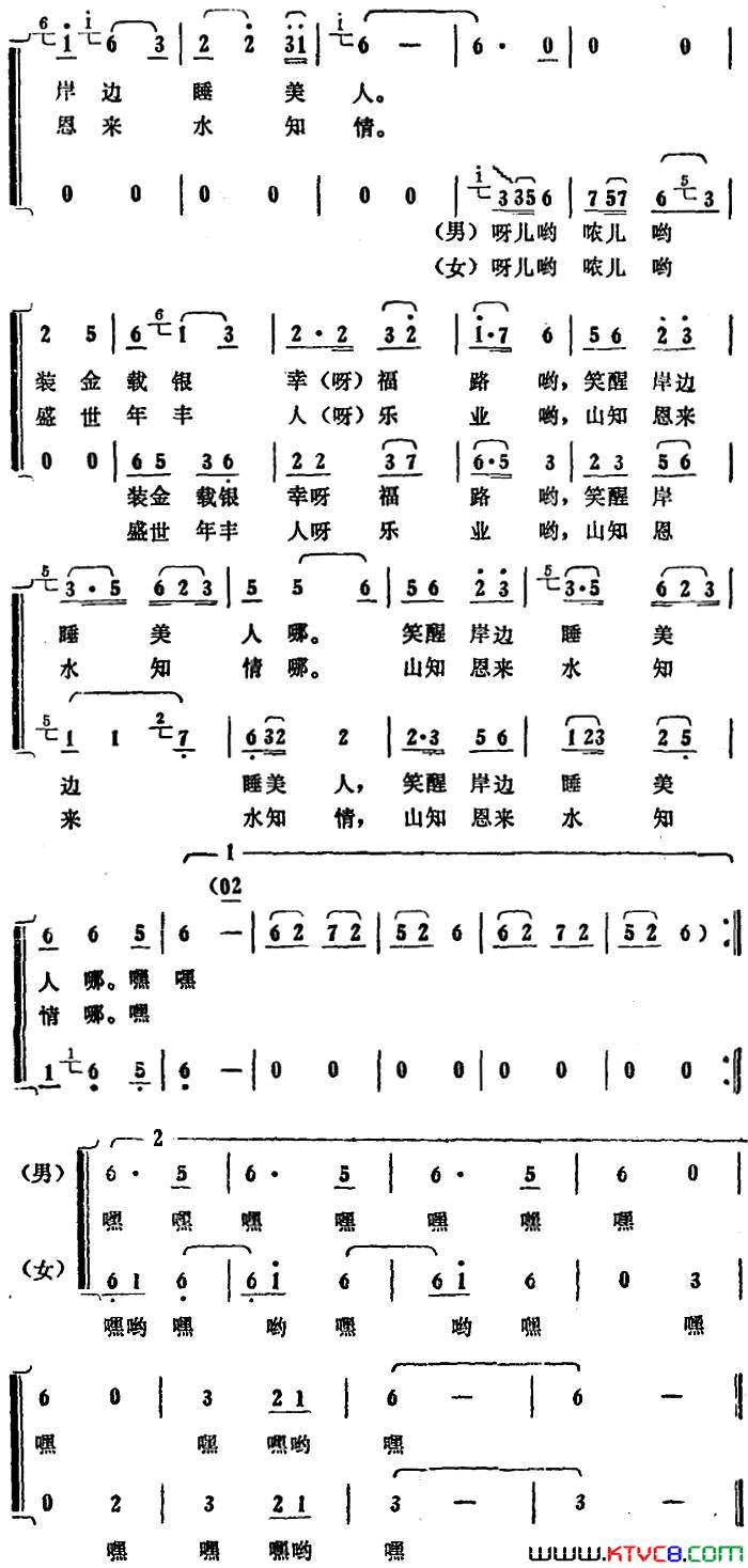 碧波板桨画中行电视片《一路欢笑》插曲简谱1