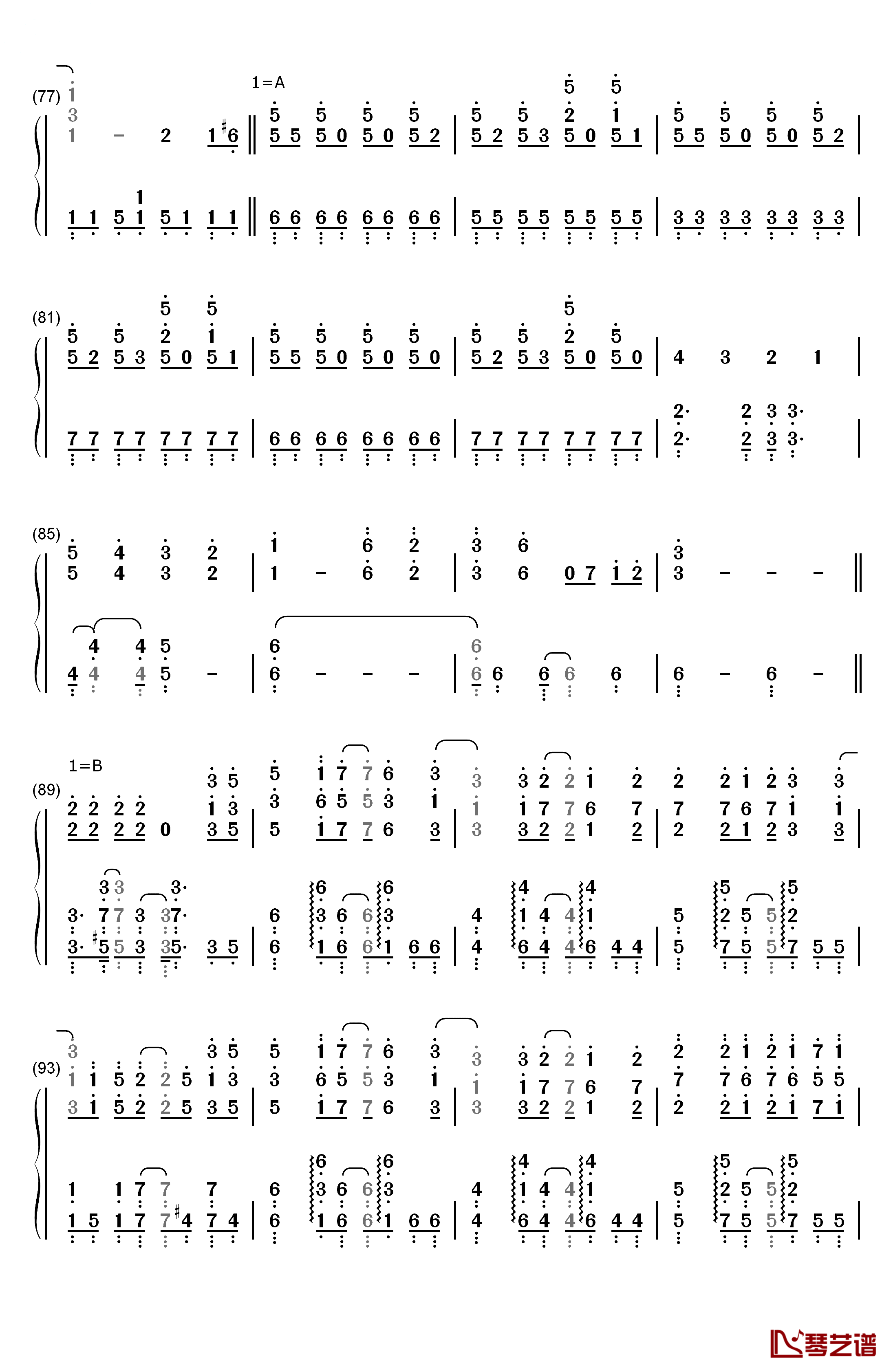 終わりの世界から钢琴简谱-数字双手-麻枝准  やなぎなぎ5