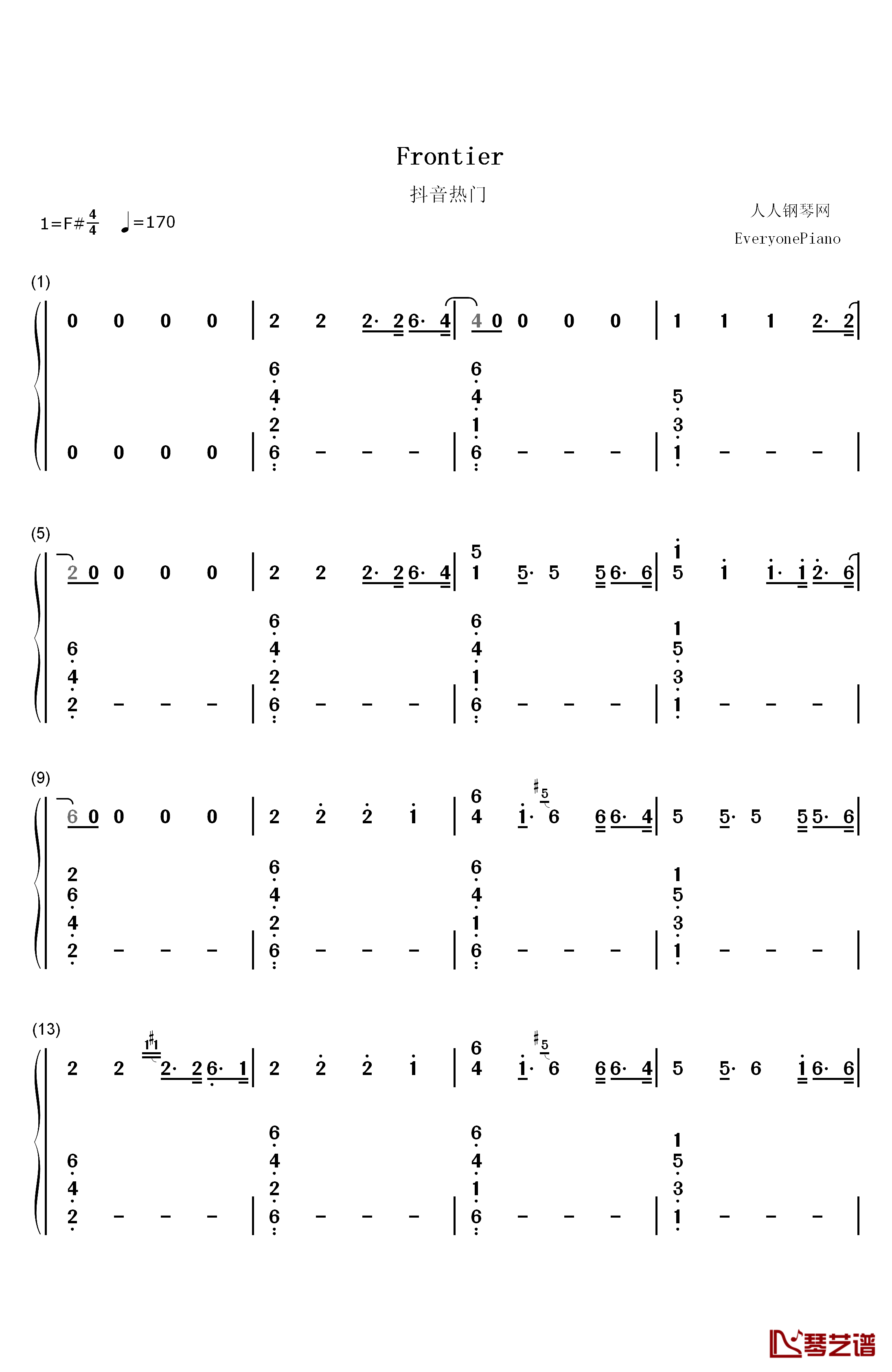 Frontier钢琴简谱-数字双手-Cargo1