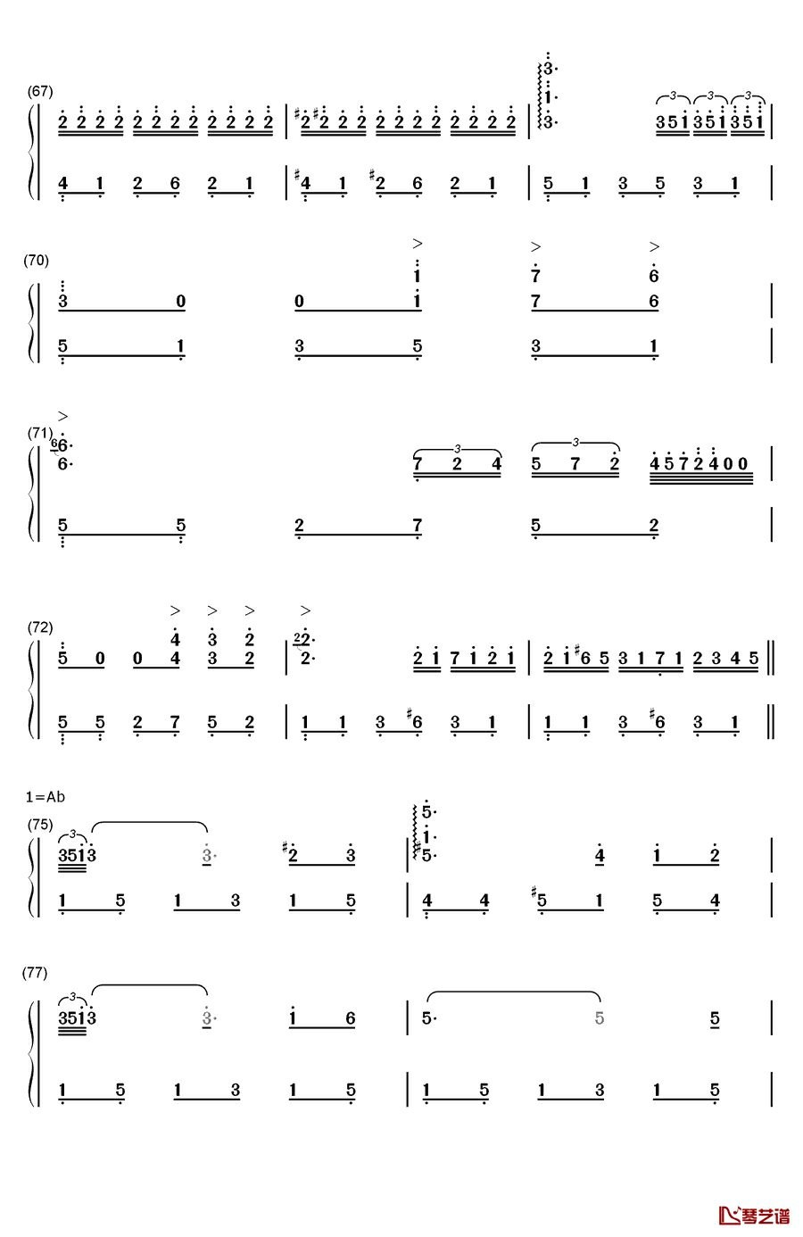 您自己钢琴简谱-数字双手-兰格5