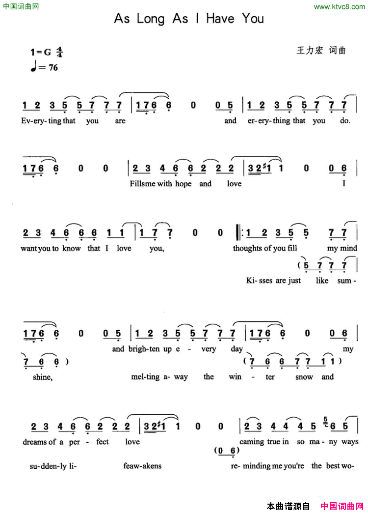 AsLongAsIHaveYou简谱-王力宏演唱-王力宏/王力宏词曲1