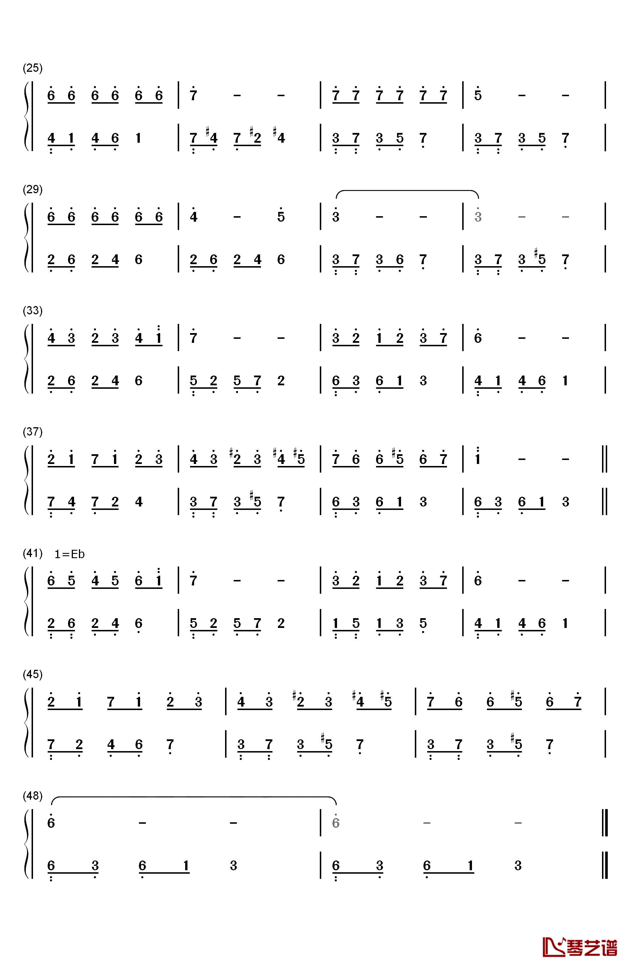 白色之恋钢琴简谱-数字双手-弗朗西施2