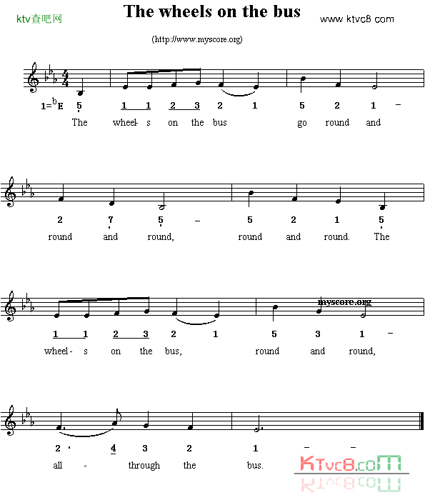 Thewheelsonthebus线简谱混排版、英文儿歌简谱1