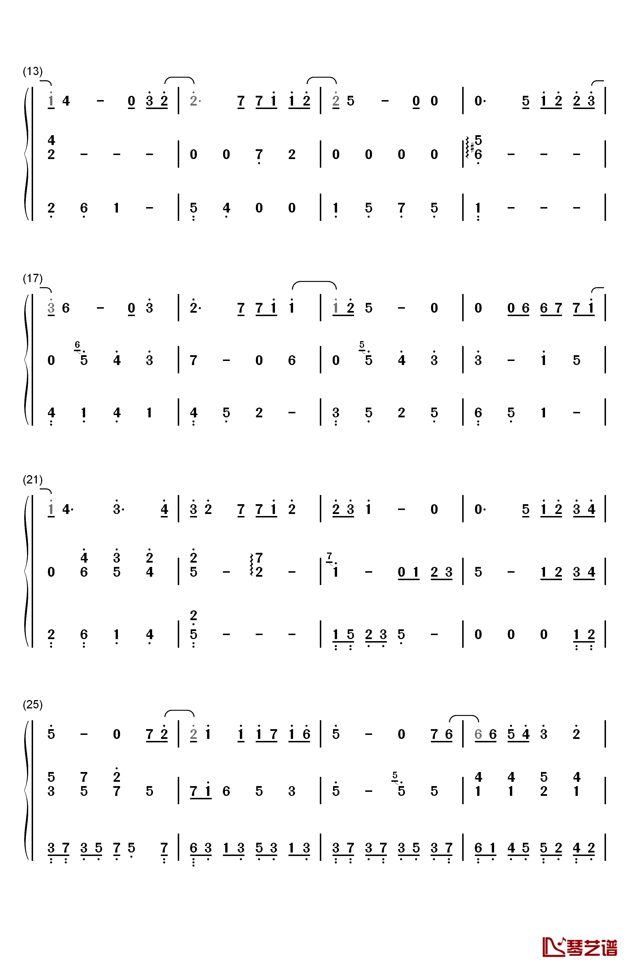 心动钢琴简谱-数字双手-陈洁仪2