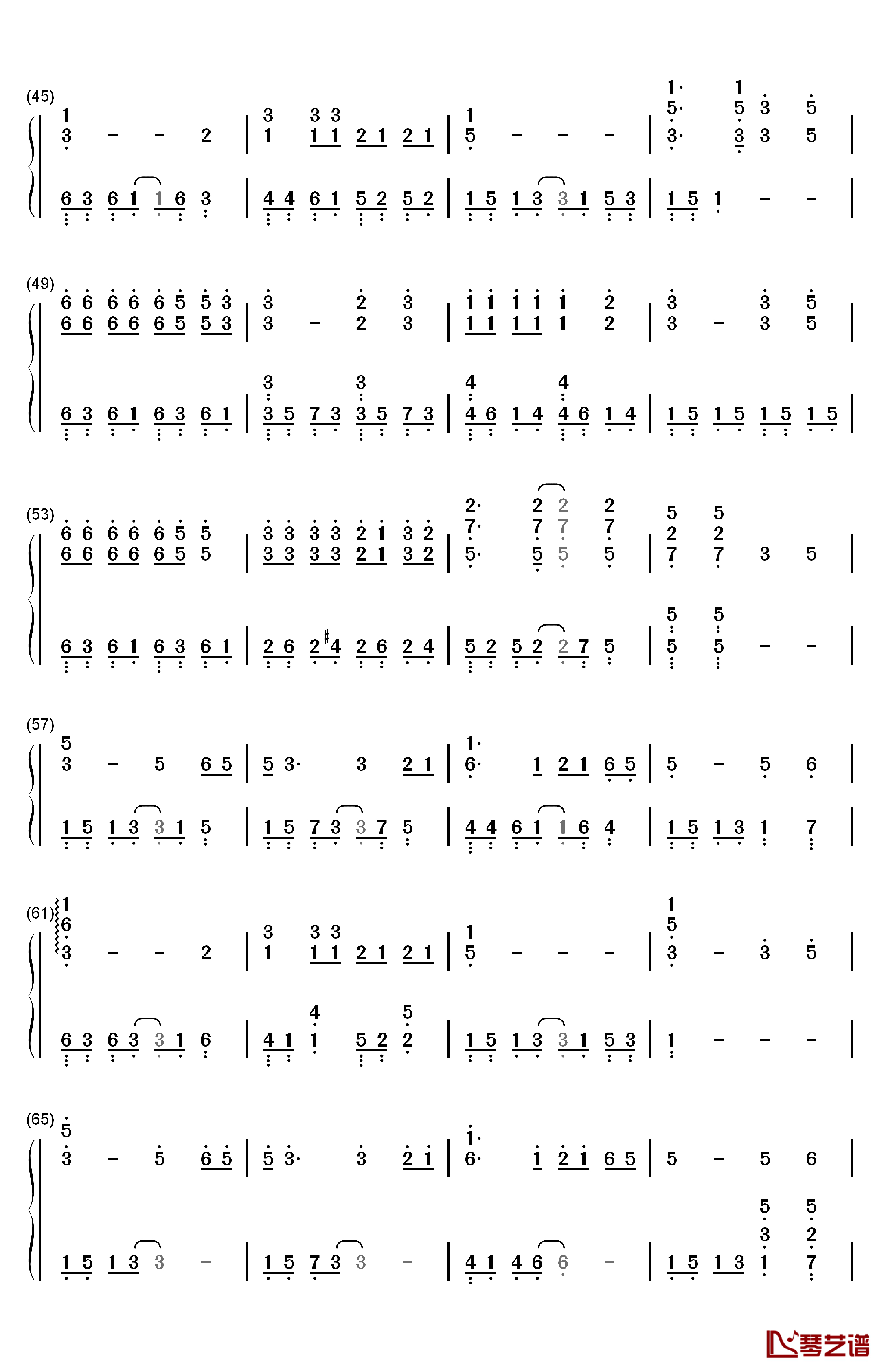 再见钢琴简谱-数字双手-张震岳3