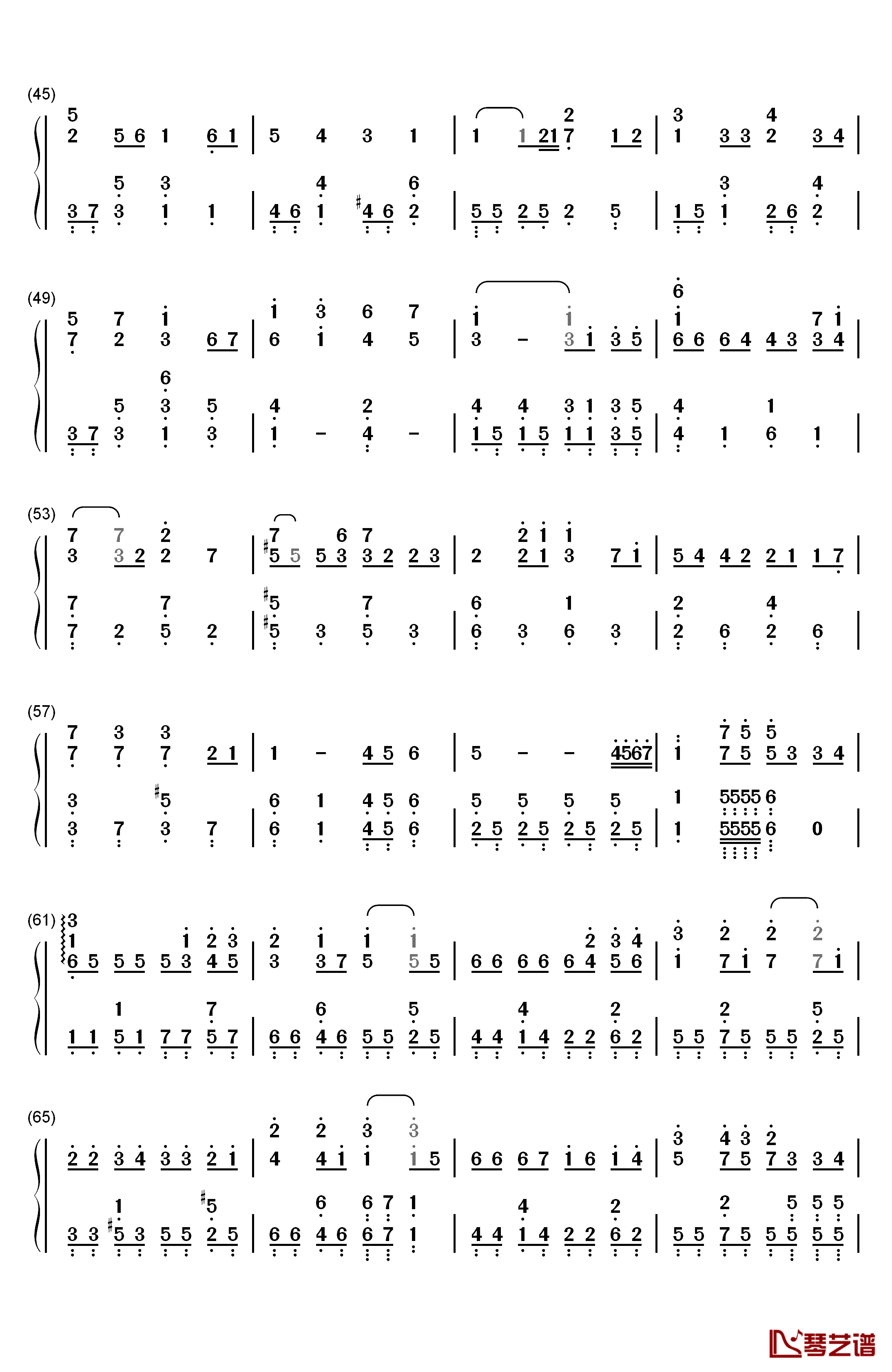 《故乡》钢琴简谱-数字双手-岚ARASHI3