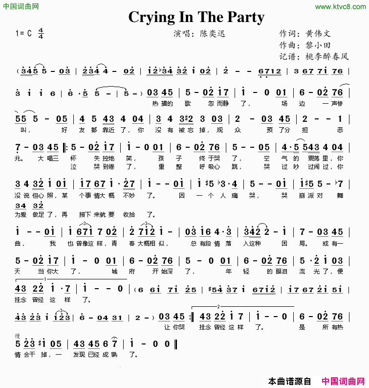 CryingInTheParty简谱1