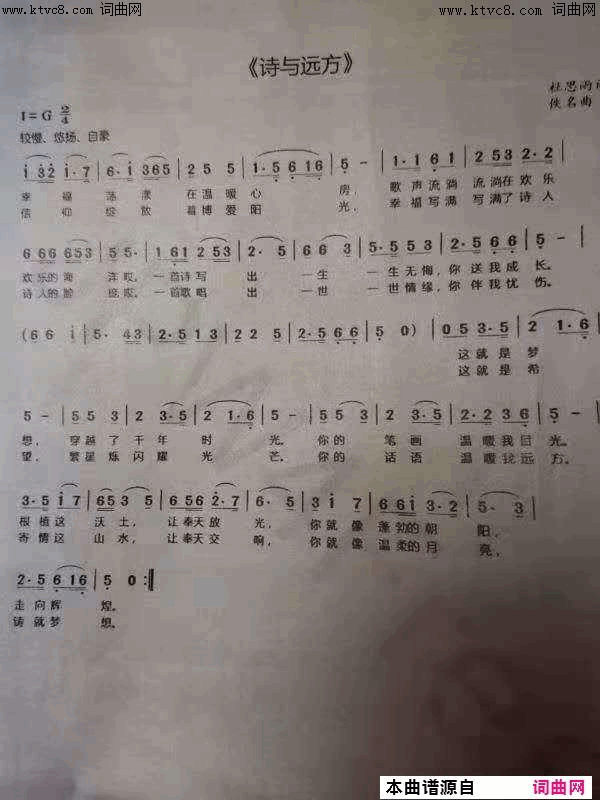 诗与远方写给《奉天诗刊》的主题歌简谱1