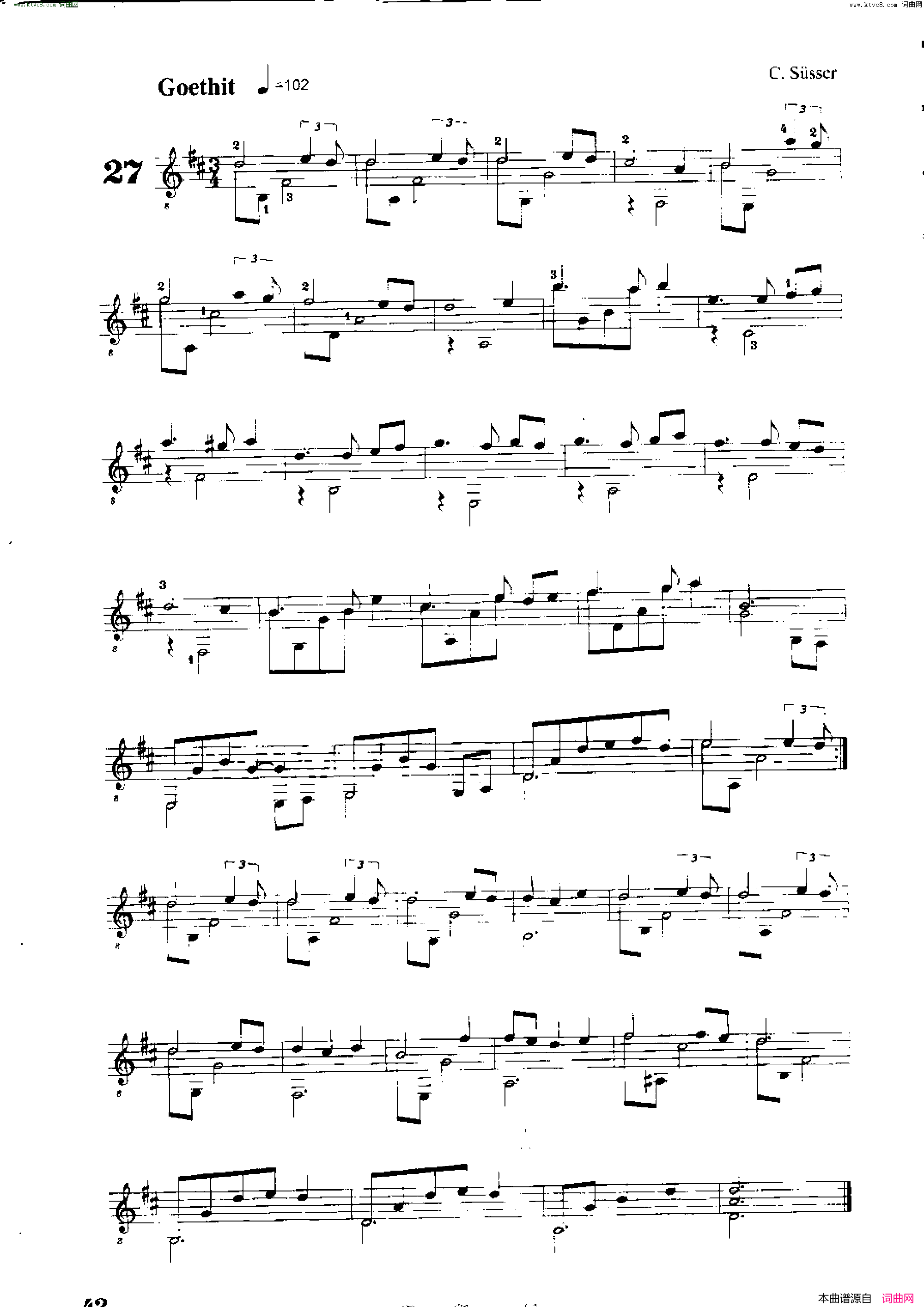 Classical guitar－Susser Ctibor_No 6, Fantazie ze sveta mineralu简谱1