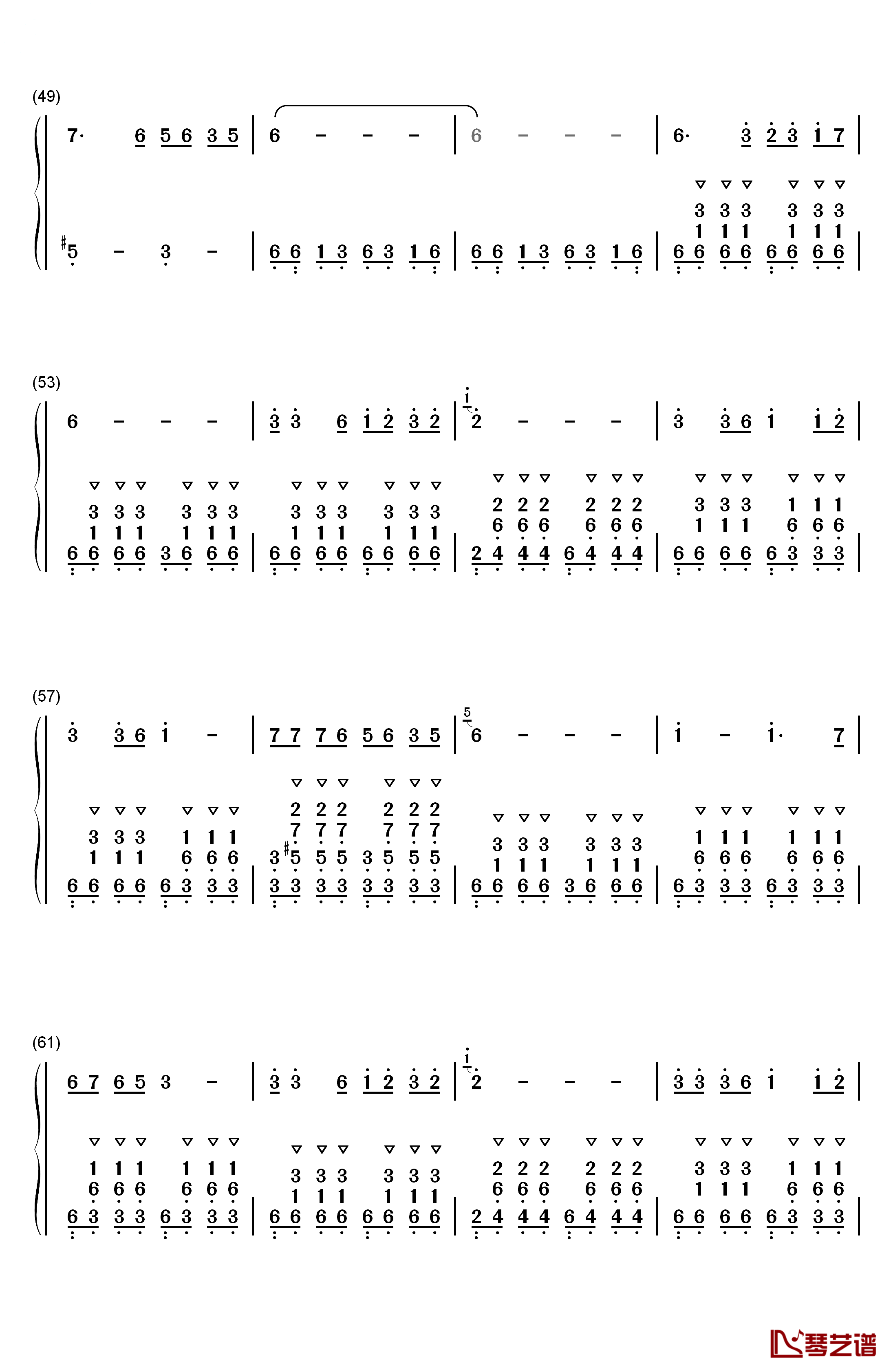 军中绿花钢琴简谱-数字双手-小曾4