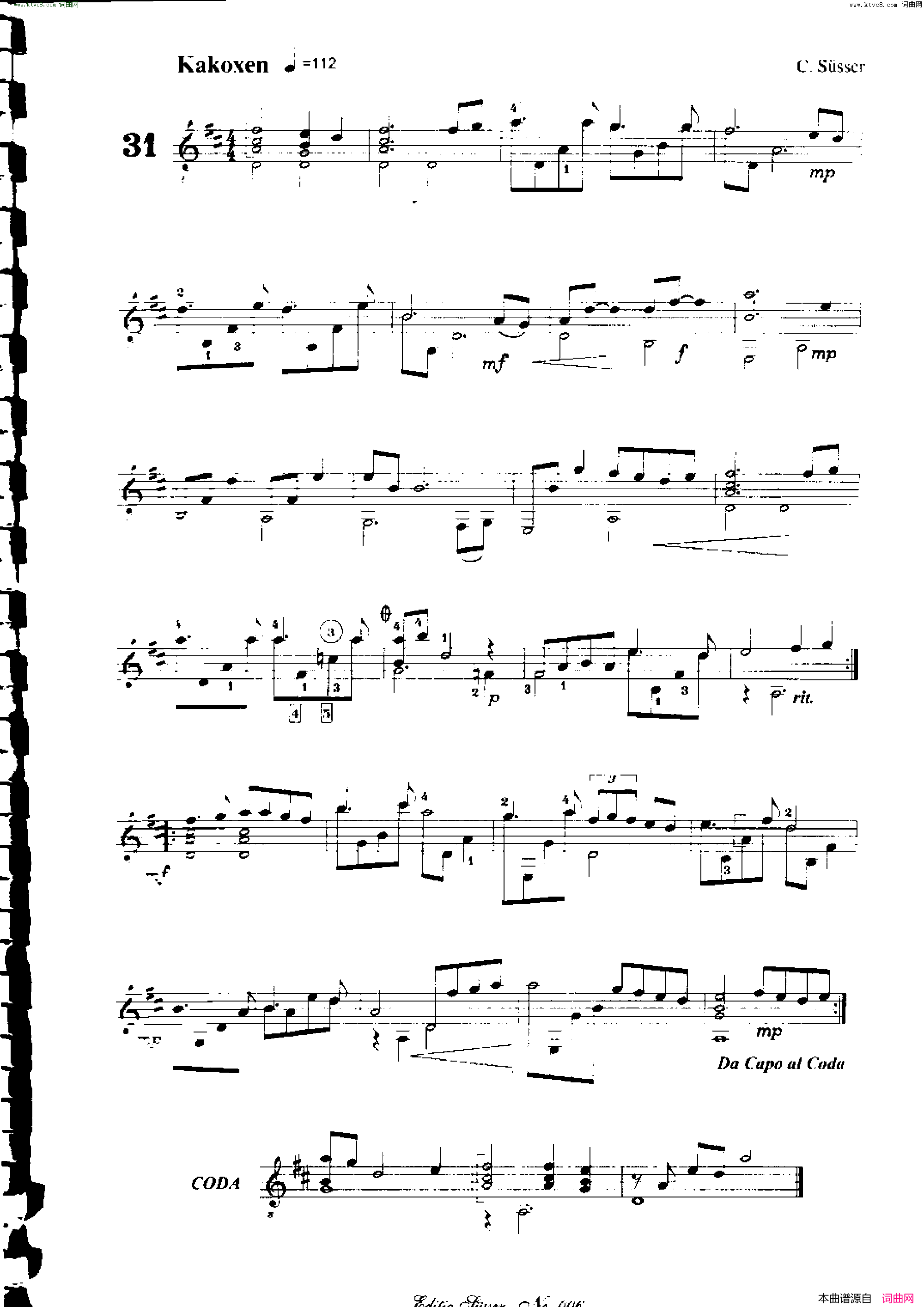 Classical guitar－Susser Ctibor_No 6, Fantazie ze sveta mineralu简谱1
