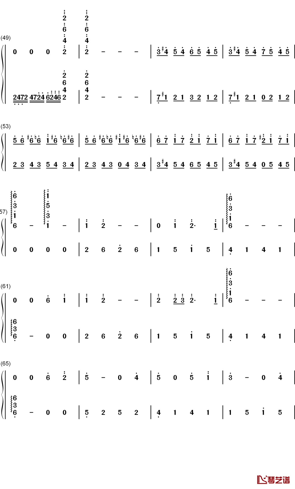 初心钢琴简谱-数字双手-方岽清4