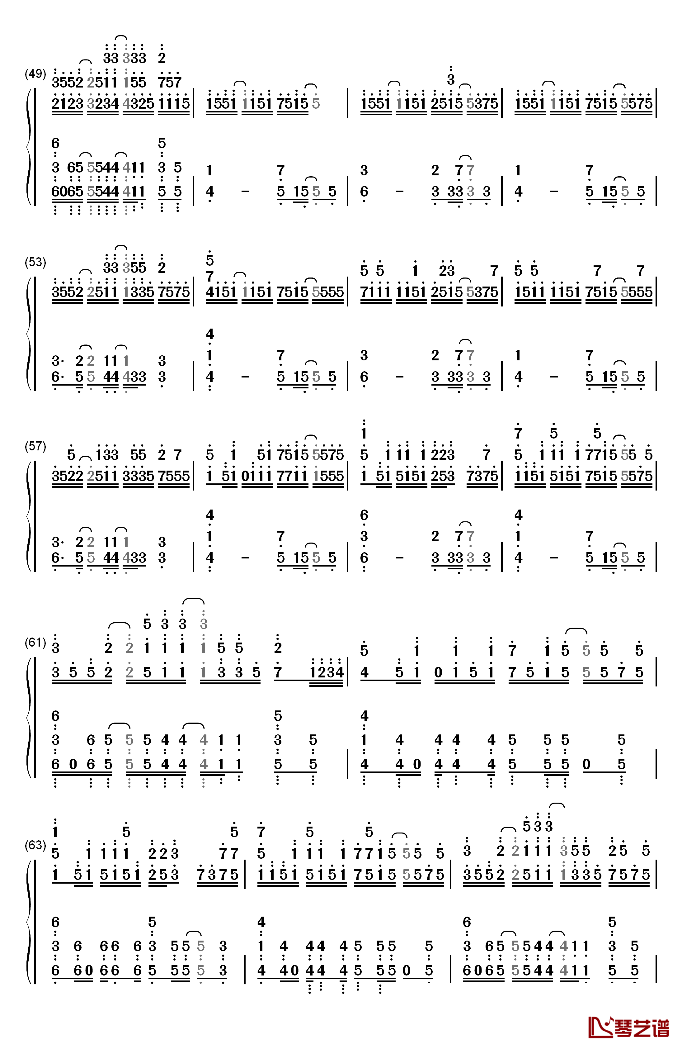 ふわふわ♪钢琴简谱-数字双手-牧野由依4