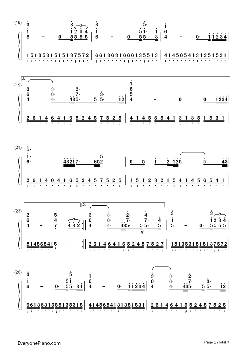 不见不散钢琴简谱-数字双手-孙楠2