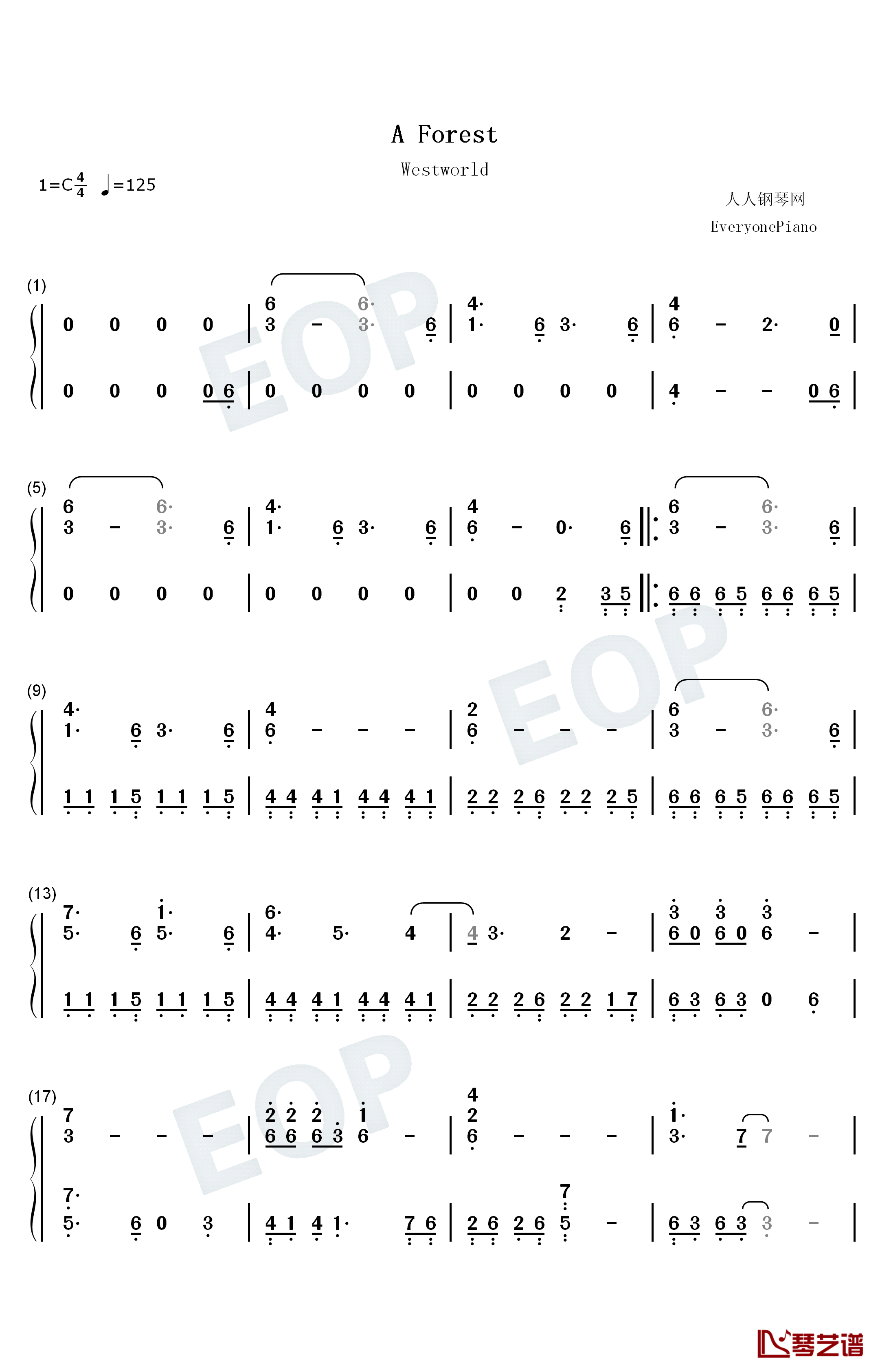 A Forest钢琴简谱-数字双手-Ramin Djawadi1