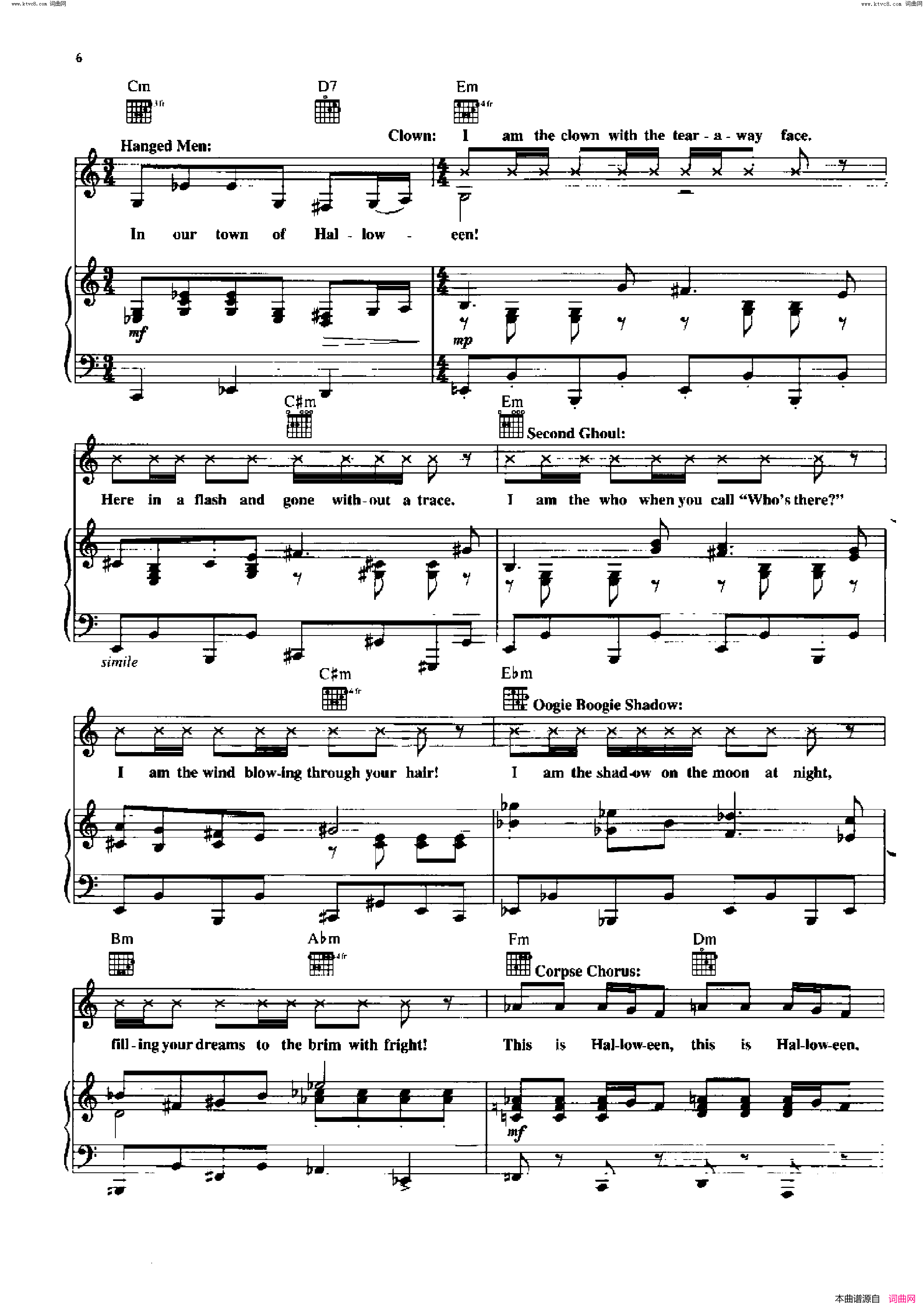 This Is Halloween - Panic at the Disco歌曲 人声吉他钢琴谱简谱1