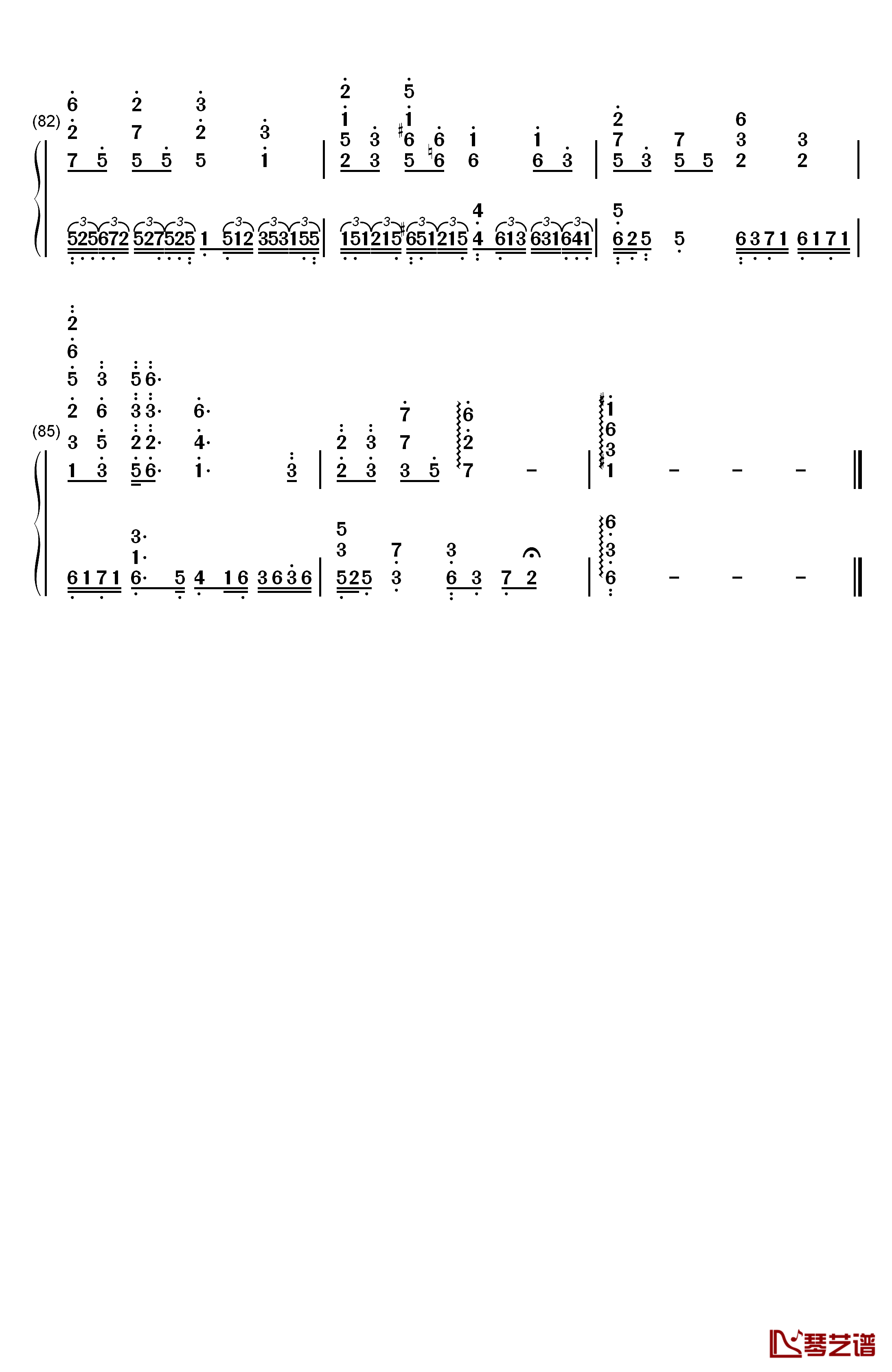 画情钢琴简谱-数字双手-姚贝娜7