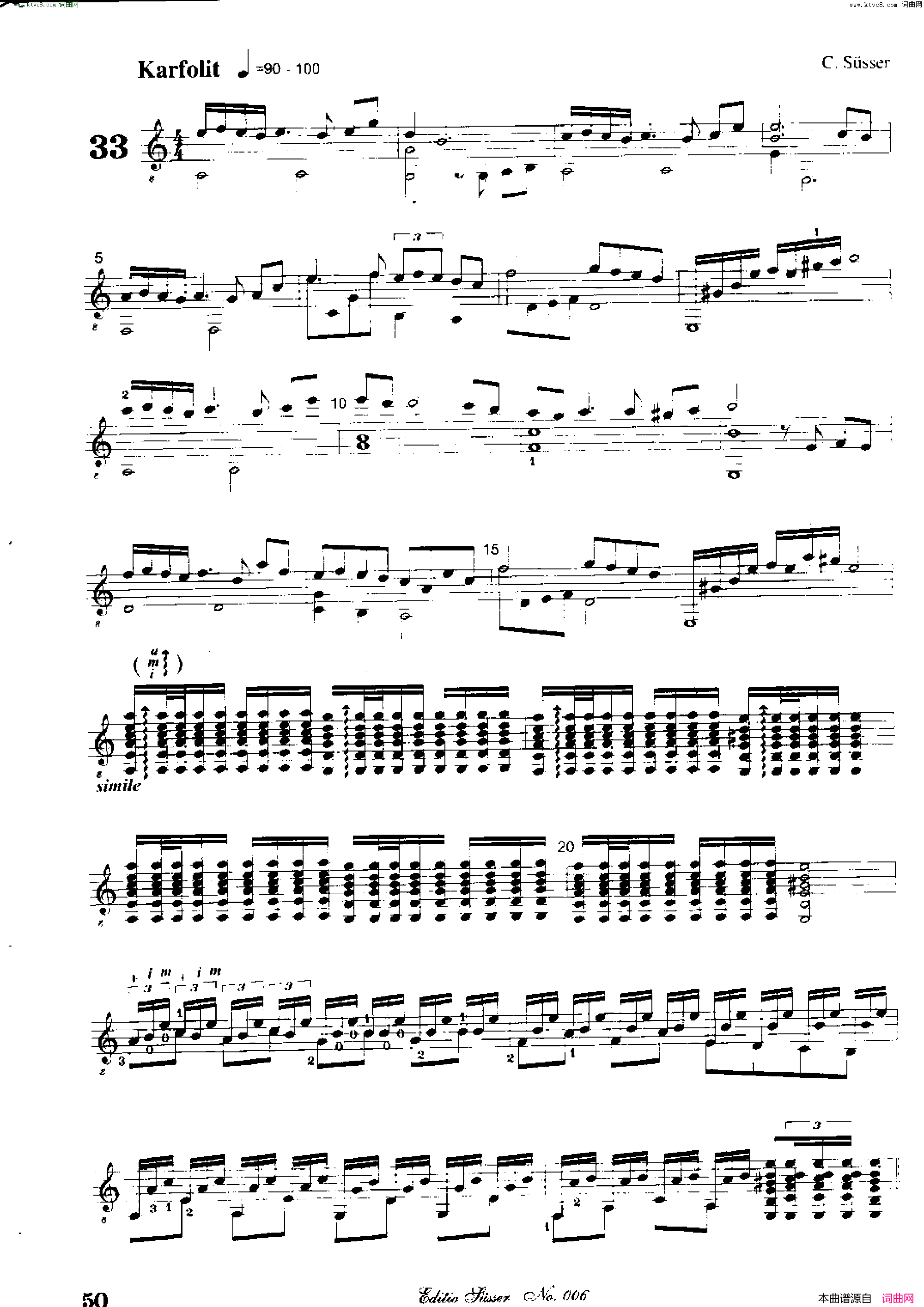 Classical guitar－Susser Ctibor_No 6, Fantazie ze sveta mineralu简谱1