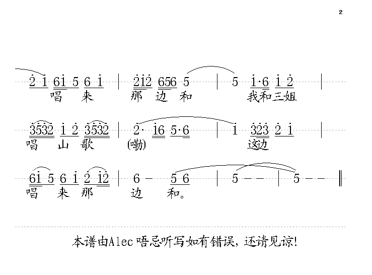 梦见刘三姐简谱-苏有朋黄圣依演唱1