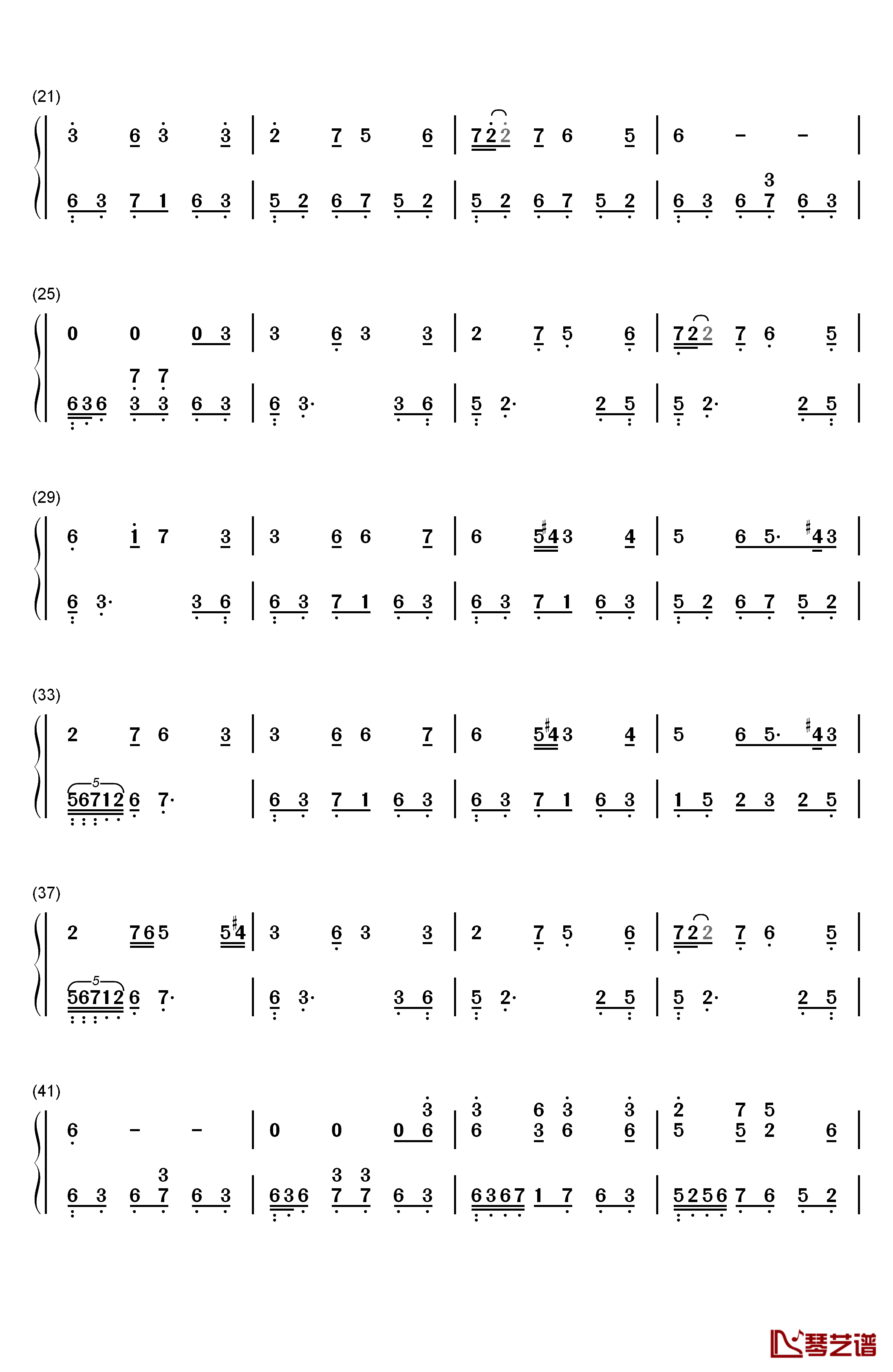 史班赛山钢琴简谱-数字双手-未知2