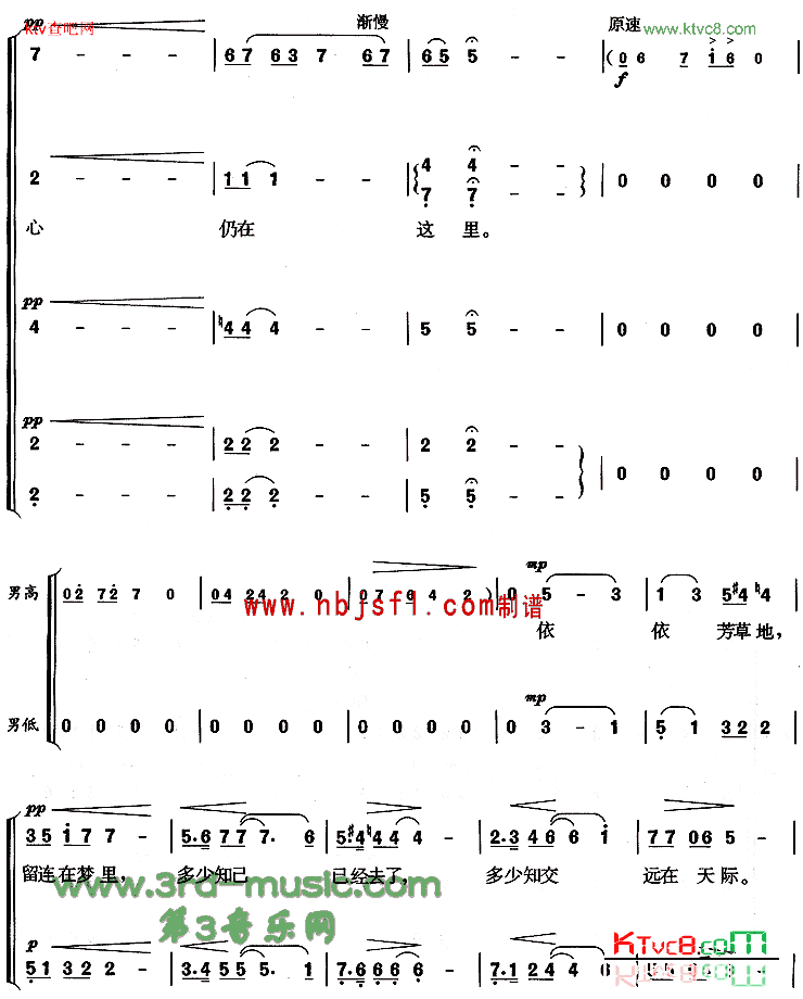 依依芳草地[合唱曲谱]简谱1