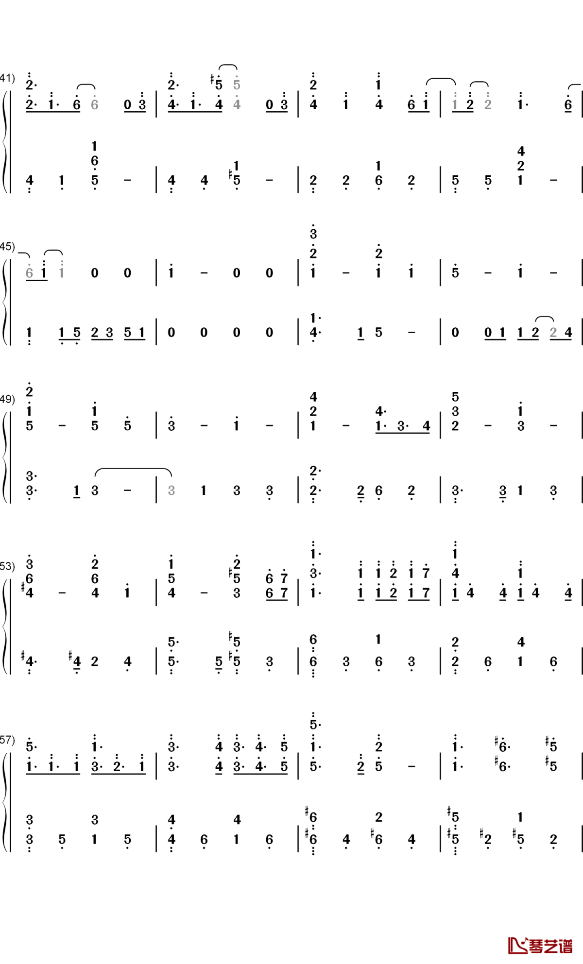 倾城钢琴简谱-数字双手-陈奕迅3