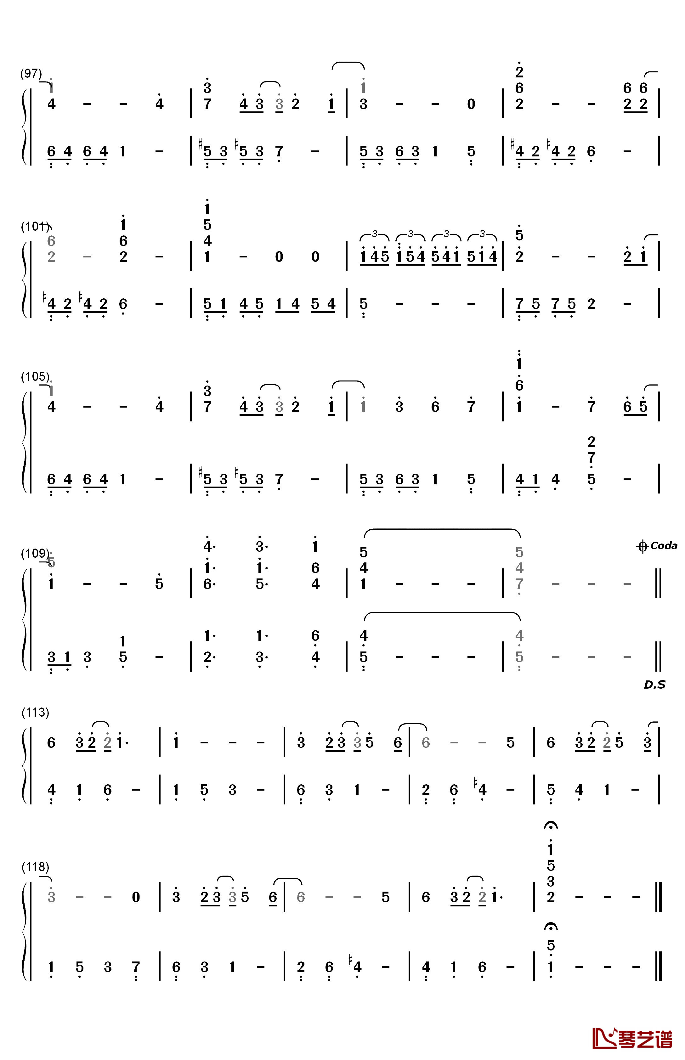 回忆钢琴简谱-数字双手-西村由纪江5