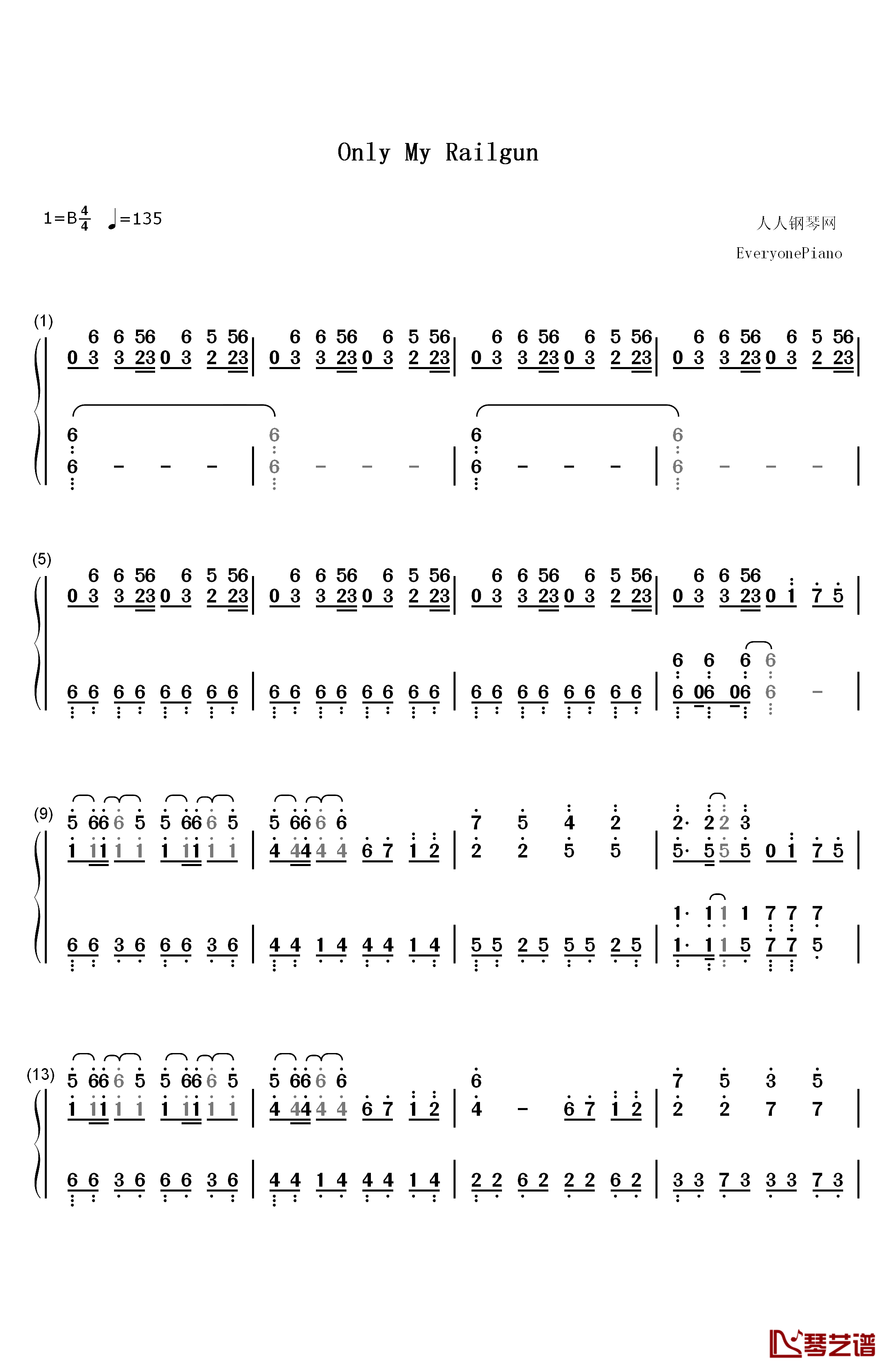 Only My Railgun钢琴简谱-数字双手-FripSide1