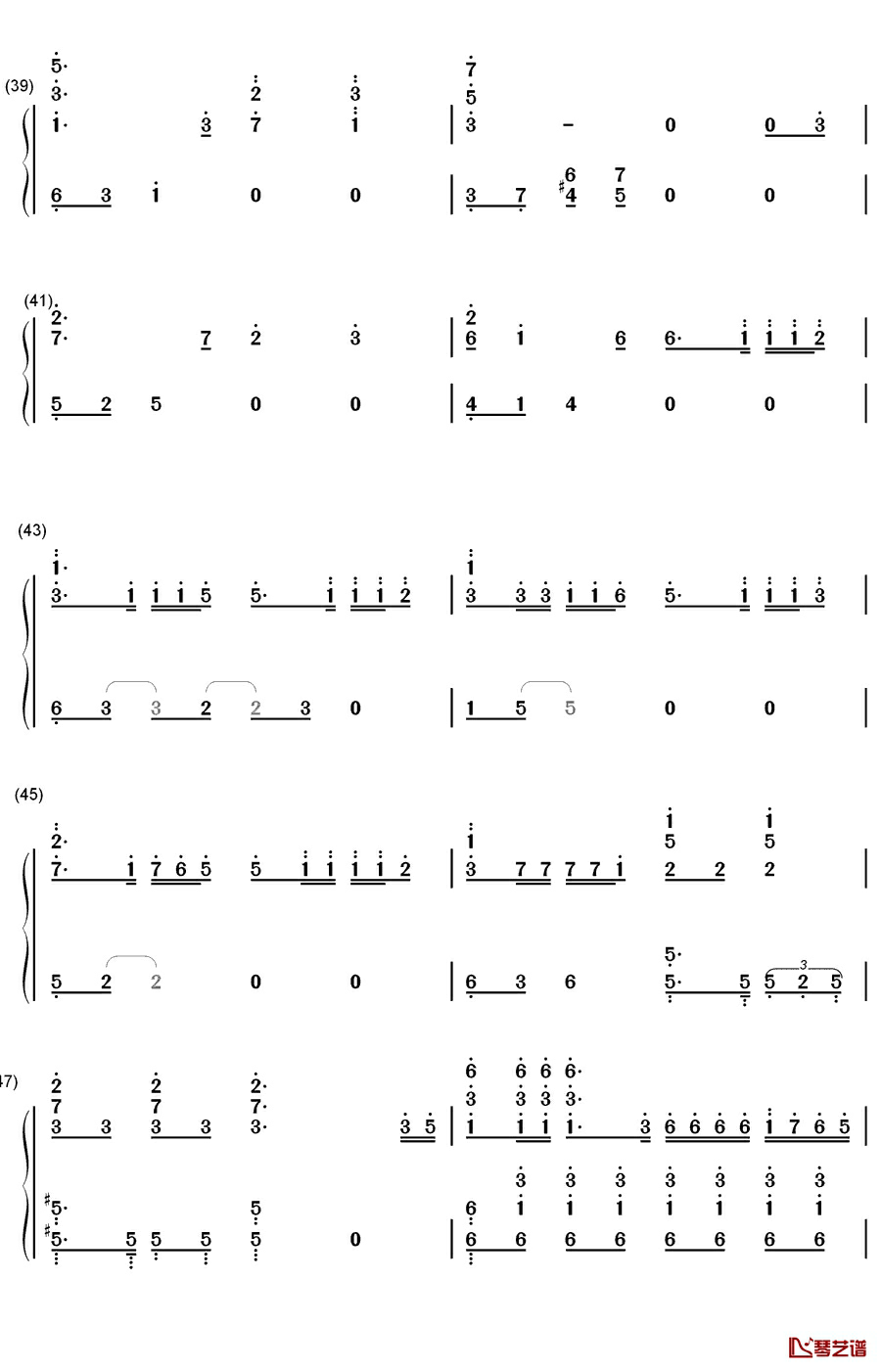 Trap钢琴简谱-数字双手-刘宪华6