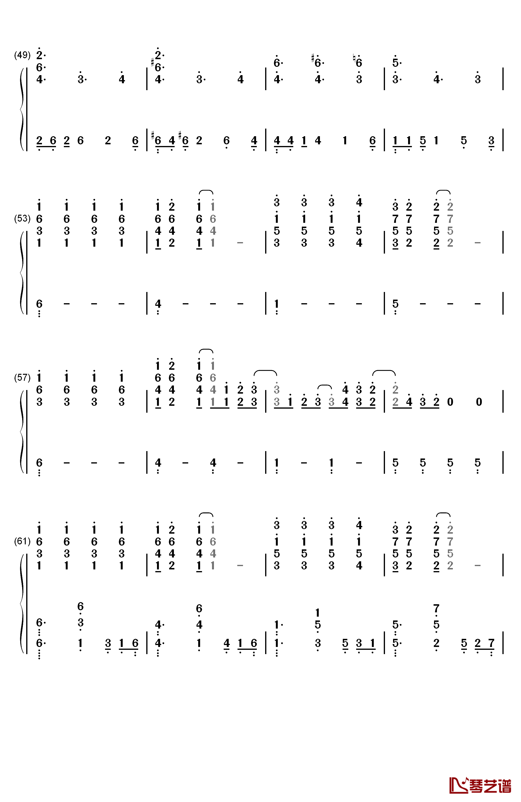 希望について钢琴简谱-数字双手-NO NAME4