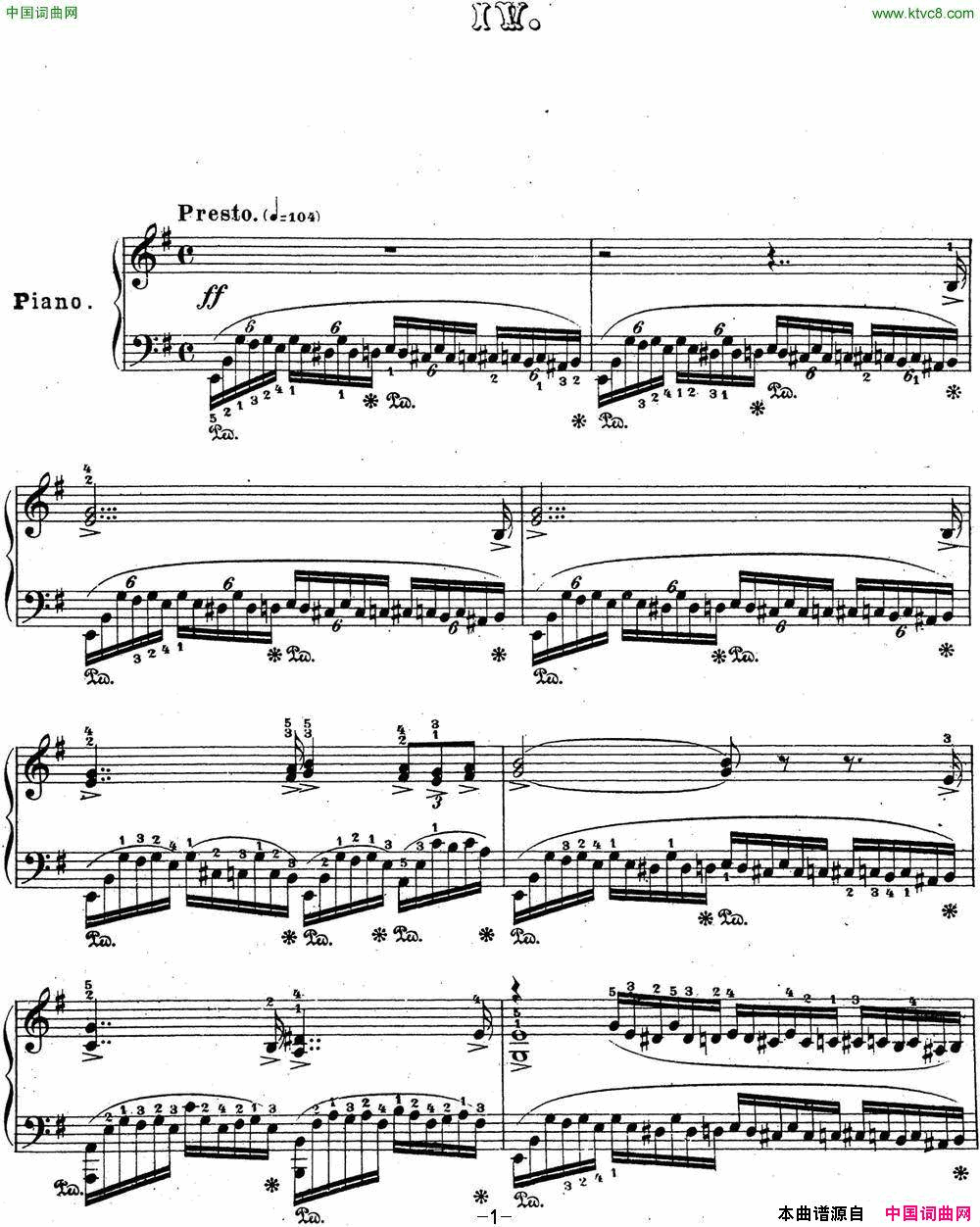 拉赫玛尼诺夫音乐瞬间Op.16No.4e小调简谱1