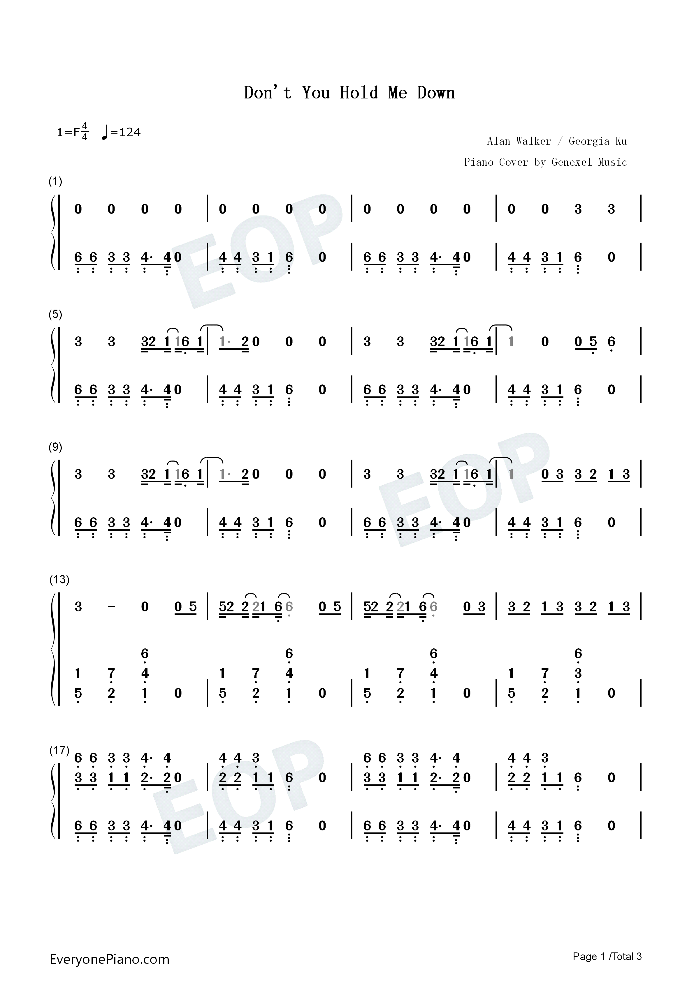 Dont You Hold Me Down钢琴简谱-Alan Walker Georgia Ku演唱1