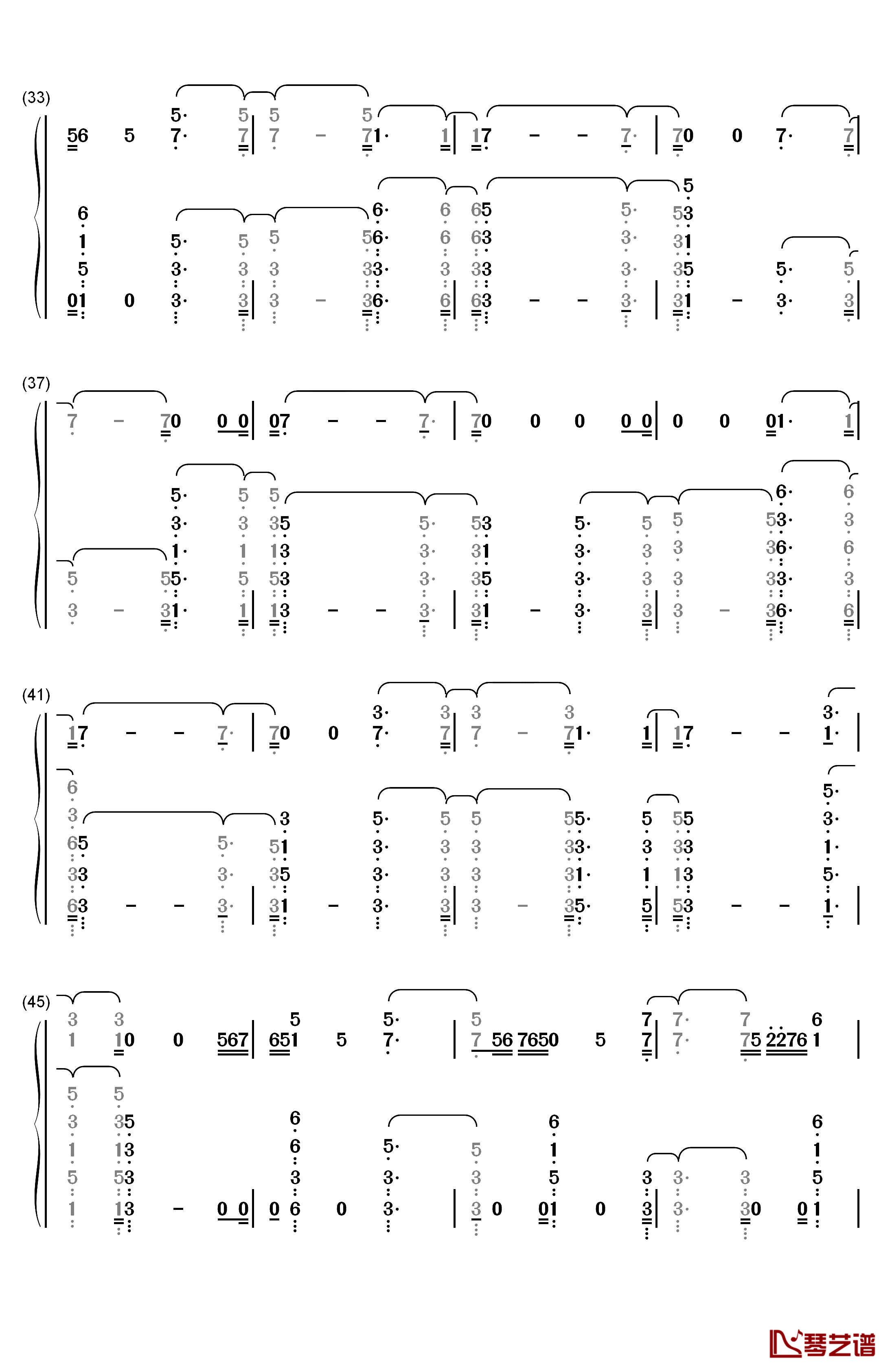 Let You Down钢琴简谱-数字双手-NF3