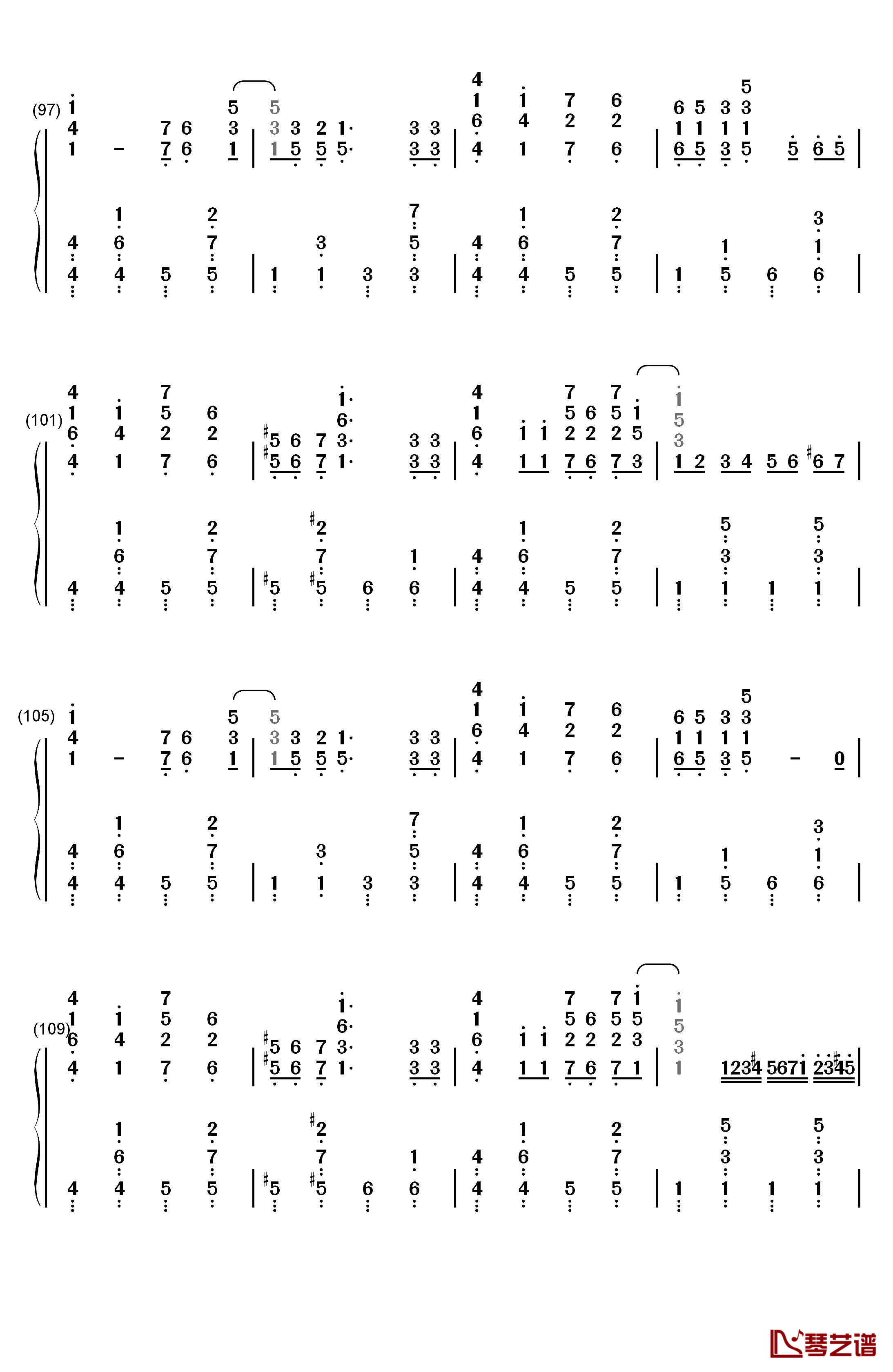 ノンファンタジー钢琴简谱-数字双手-LIP×LIP6