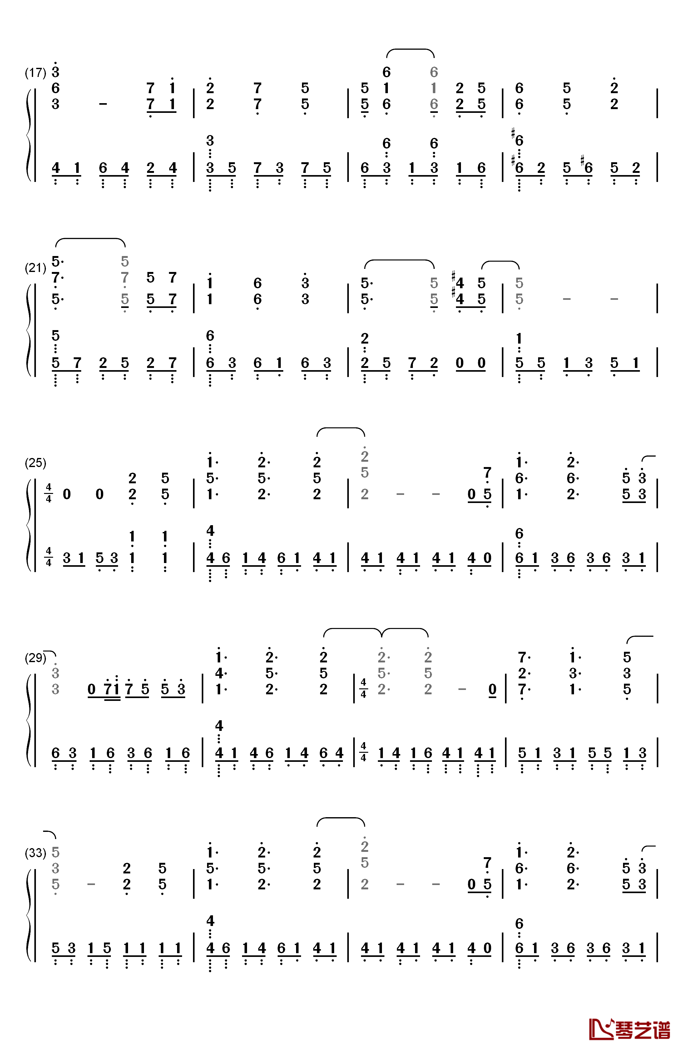 时を刻む呗钢琴简谱-数字双手-Lia2