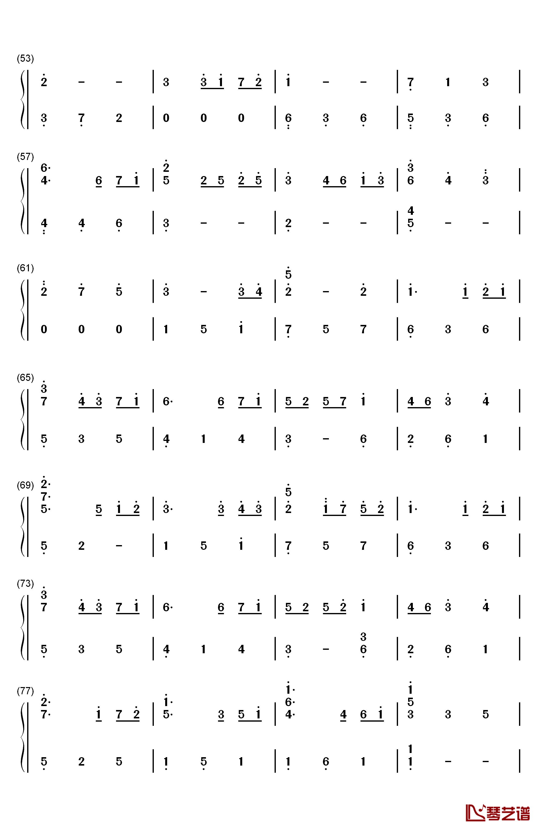 圣なる月夜钢琴简谱-数字双手-未知3