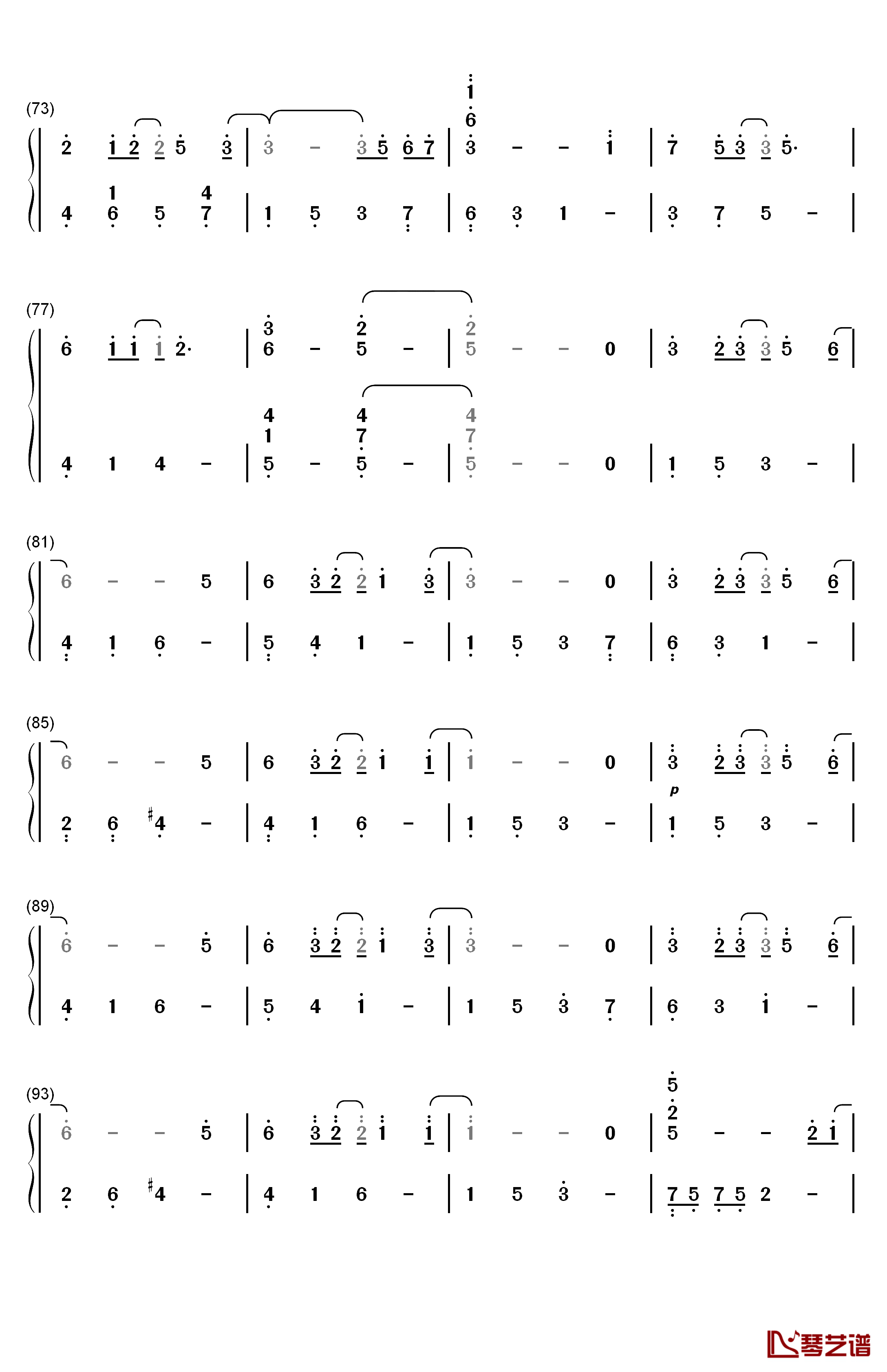 回忆钢琴简谱-数字双手-西村由纪江4