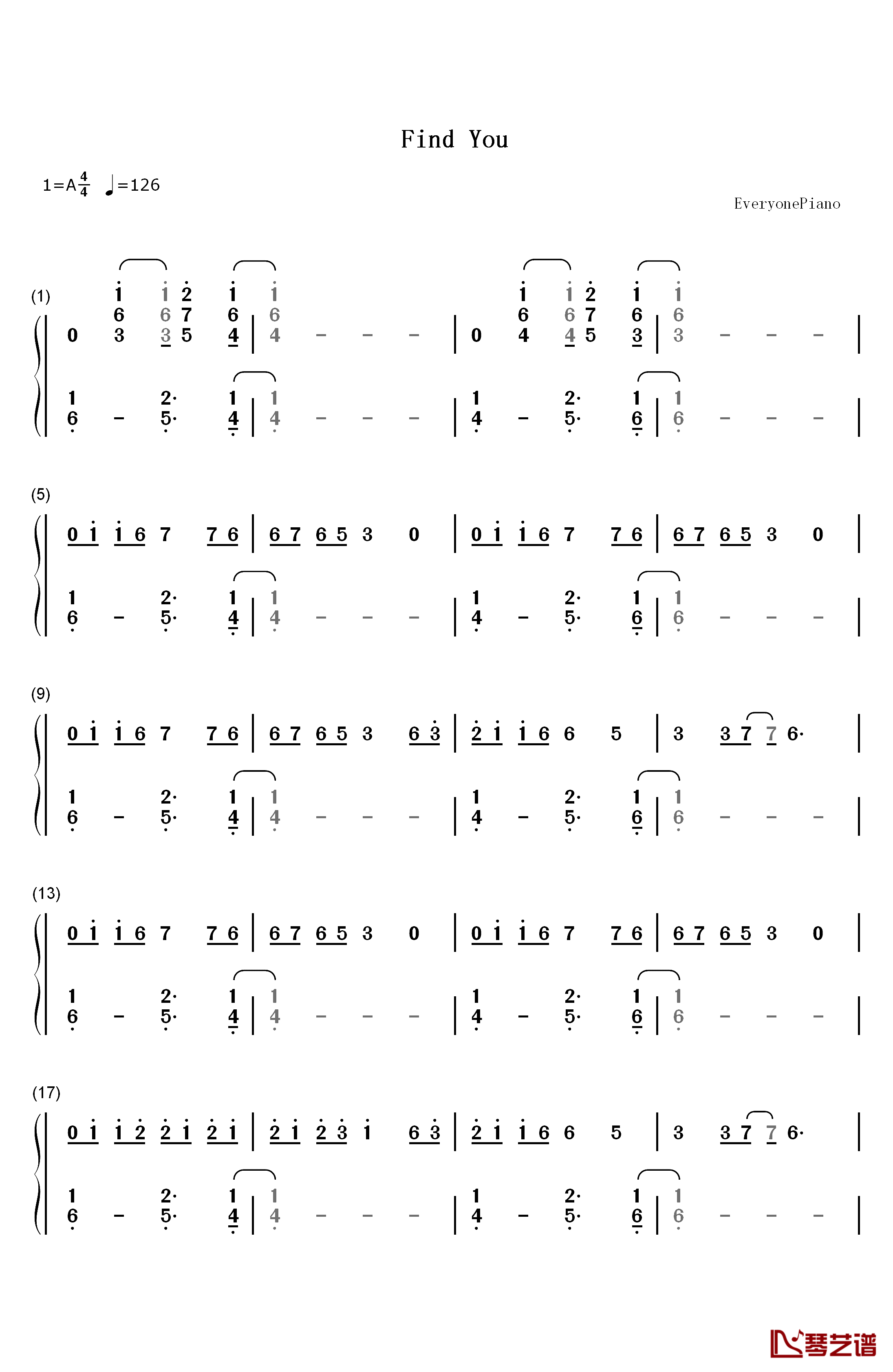 Find You钢琴简谱-数字双手-Nick Jonas1