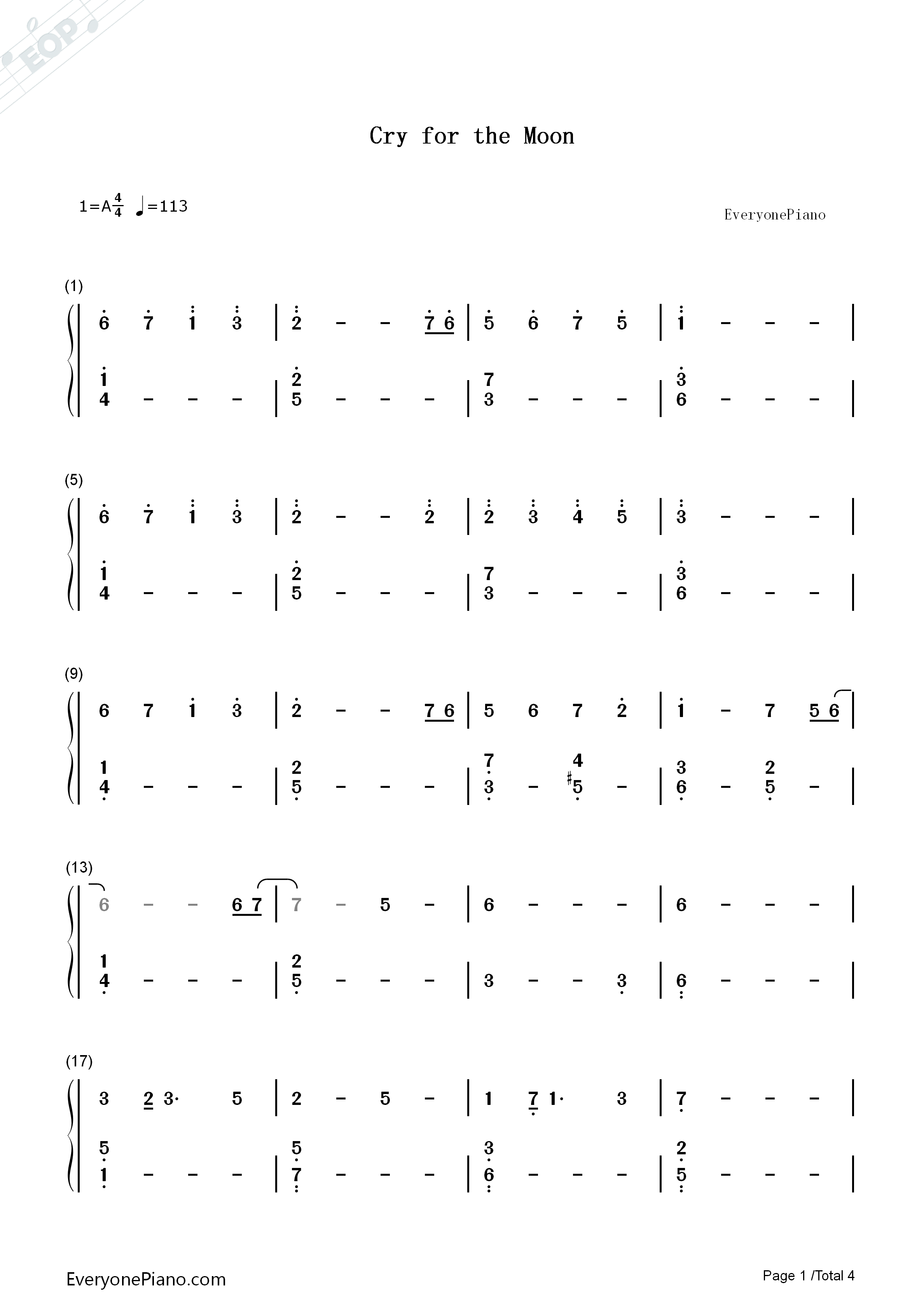 Cry For The Moon钢琴简谱-Epica演唱1