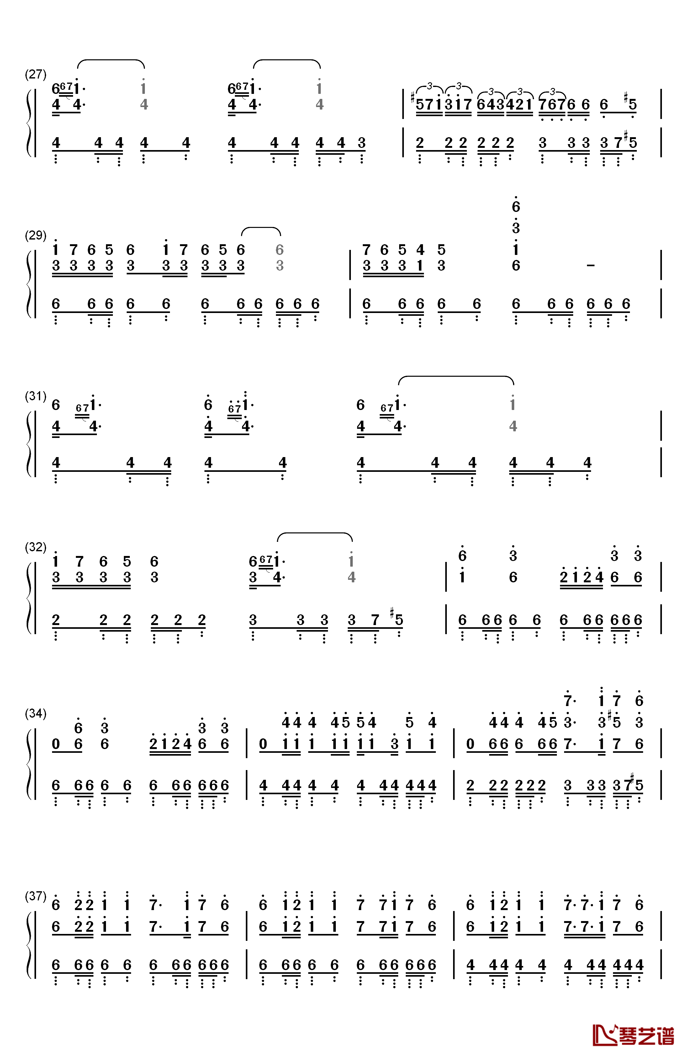 Hop钢琴简谱-数字双手-Azis3